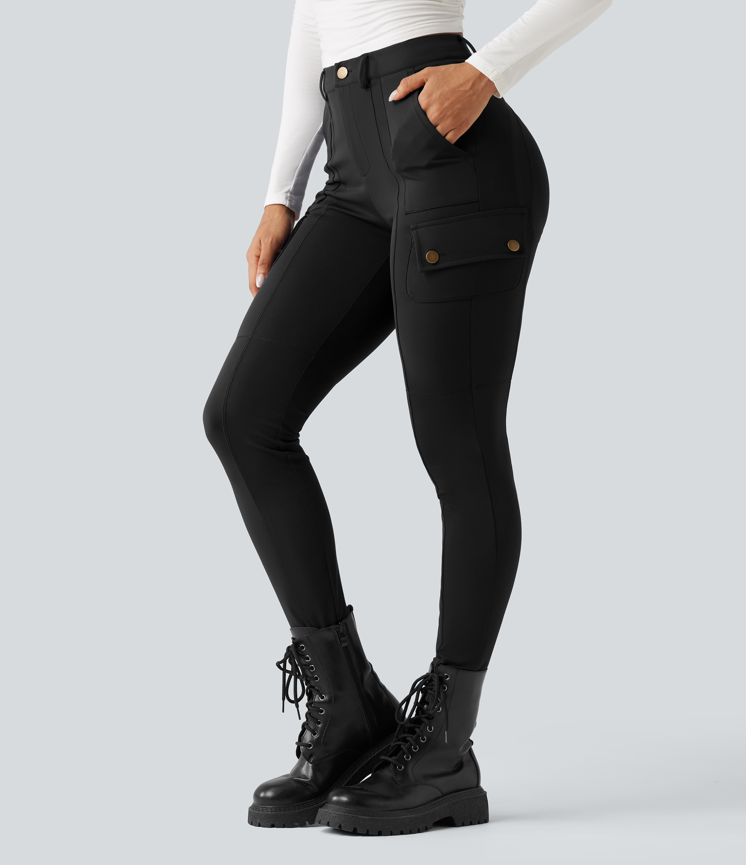 DayStretch High Waisted Butt Lifting Shaping Casual Cargo Pants with Pockets