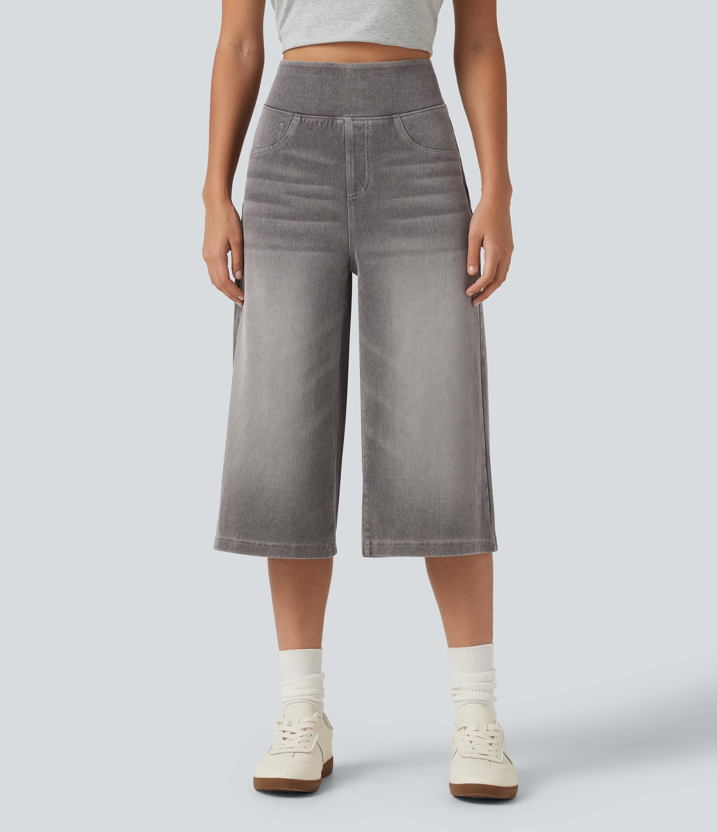 Halara Flex™ High Waisted Tummy Control Casual Capri Baggy Jeans with Pockets