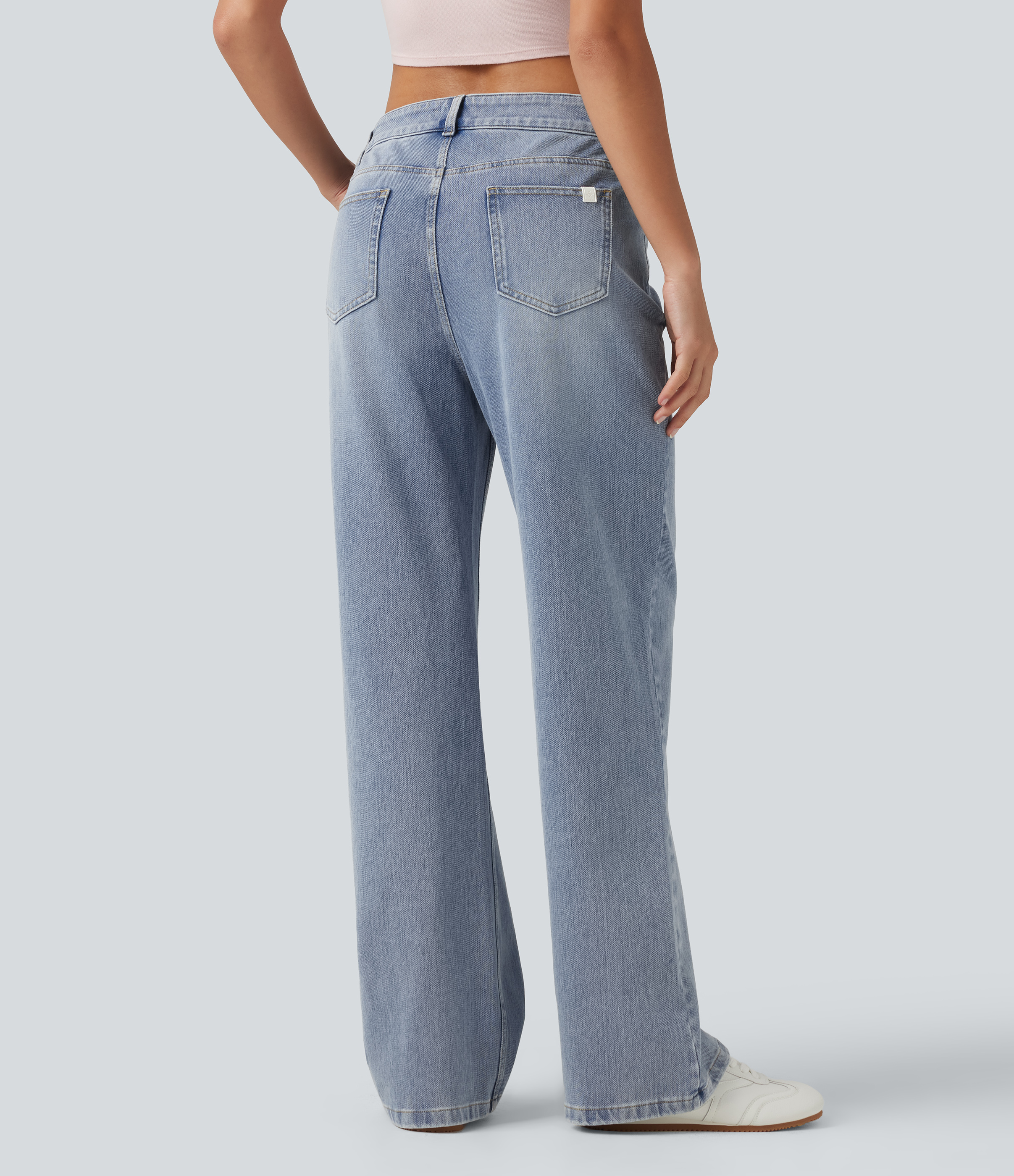 Ice Water Denim Halara Flex™ jean décontracté droit, taille mi‑haute asymétrique, avec poches / 2