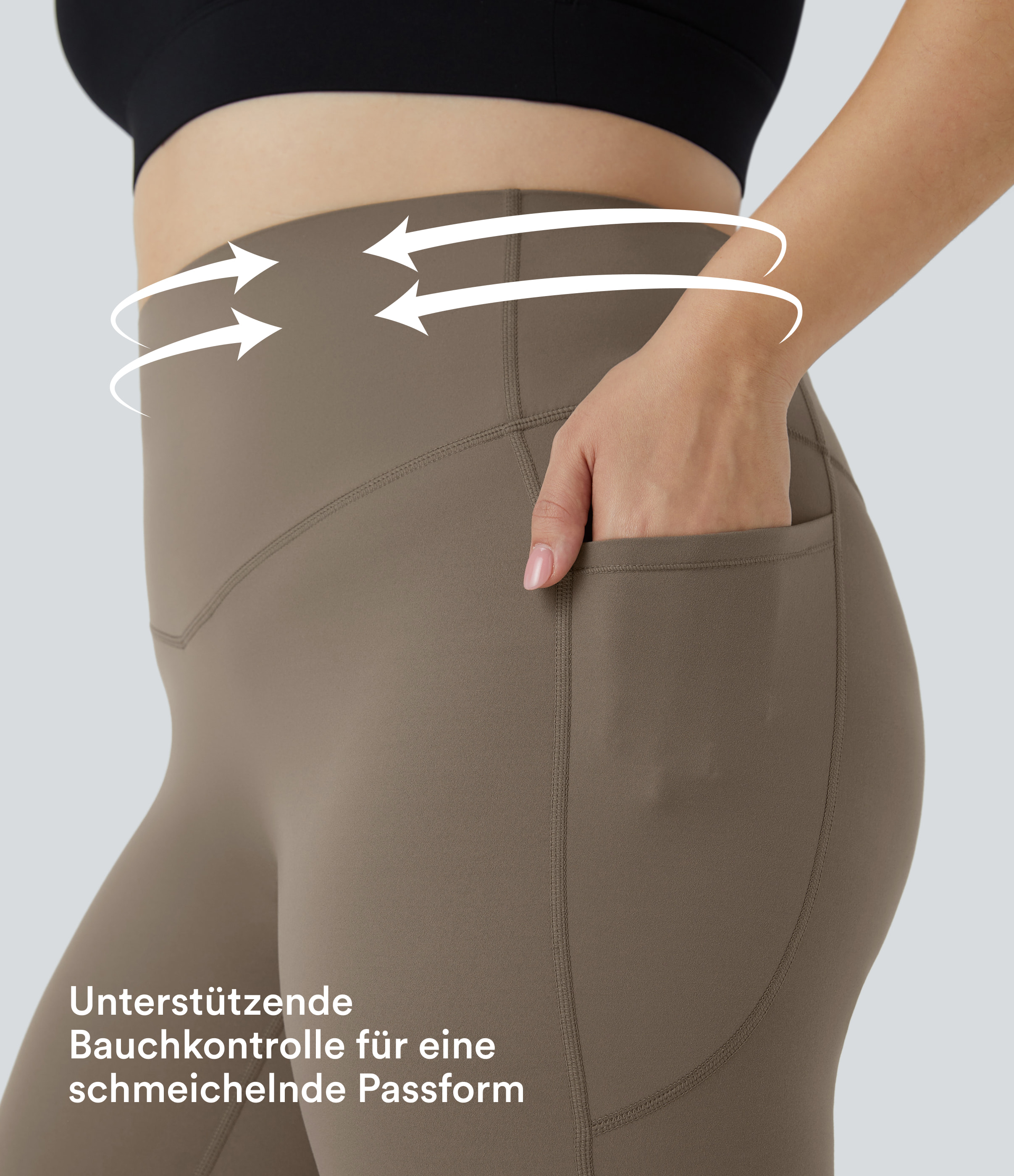 Dawn Brown Halara UltraSculpt™ - Formende Workout-Leggings mit hohem Bund, Seitentaschen und Bauchkontrolle - Plus Size / 2