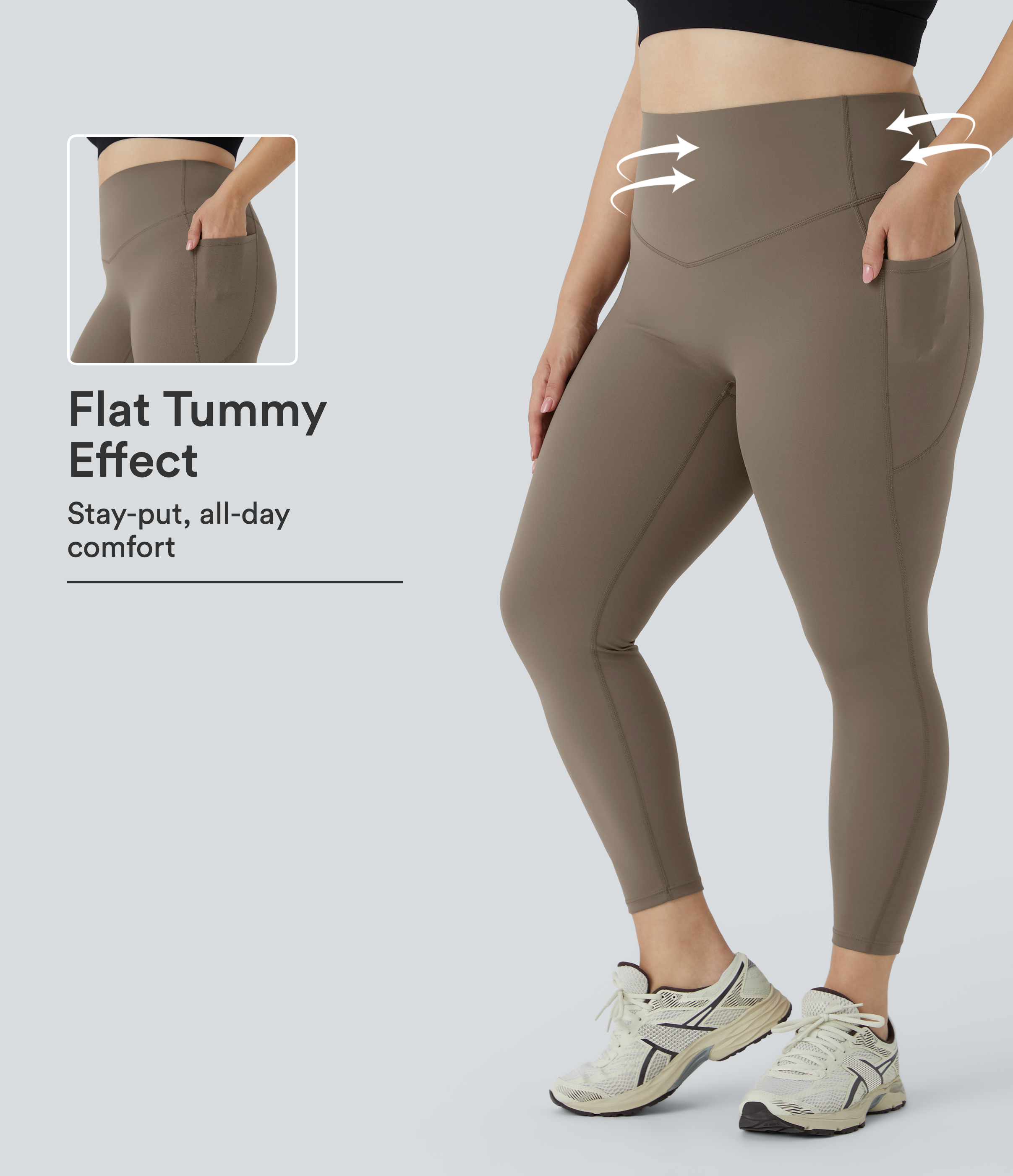 Leggings SoCinched talla grande entrenamiento bolsillo lateral moldeador abdomen tiro alto