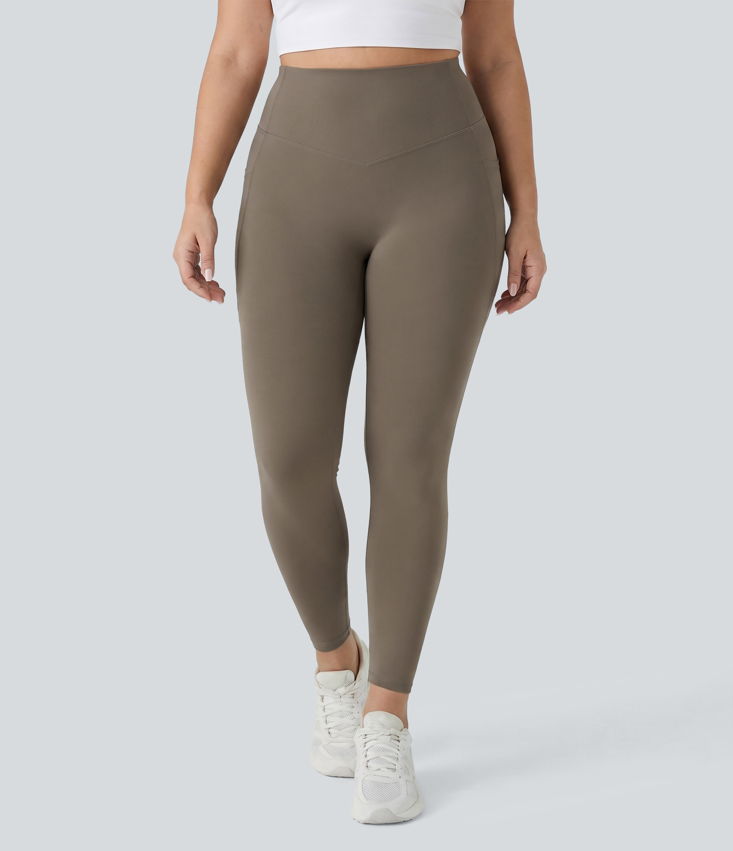 Dawn Brown Leggings Halara UltraSculpt™ SoCinched moldeador tiro alto realce glúteo control abdomen talla grande bolsillo lateral / 2