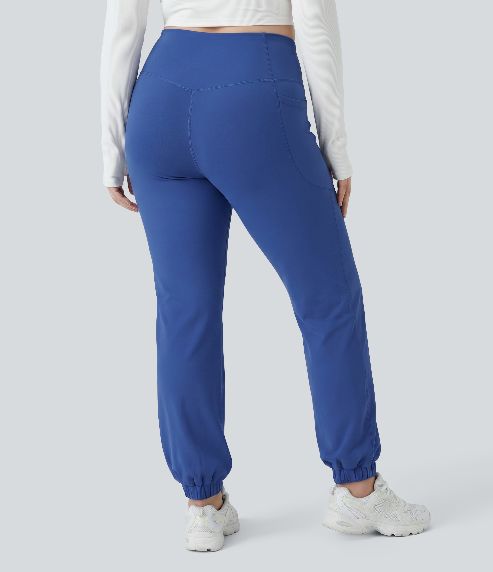 Beaucoup Blue Plus Size SoftlyZero™ High Waisted Tummy Control Dance Balloon Joggers with Pockets / 2