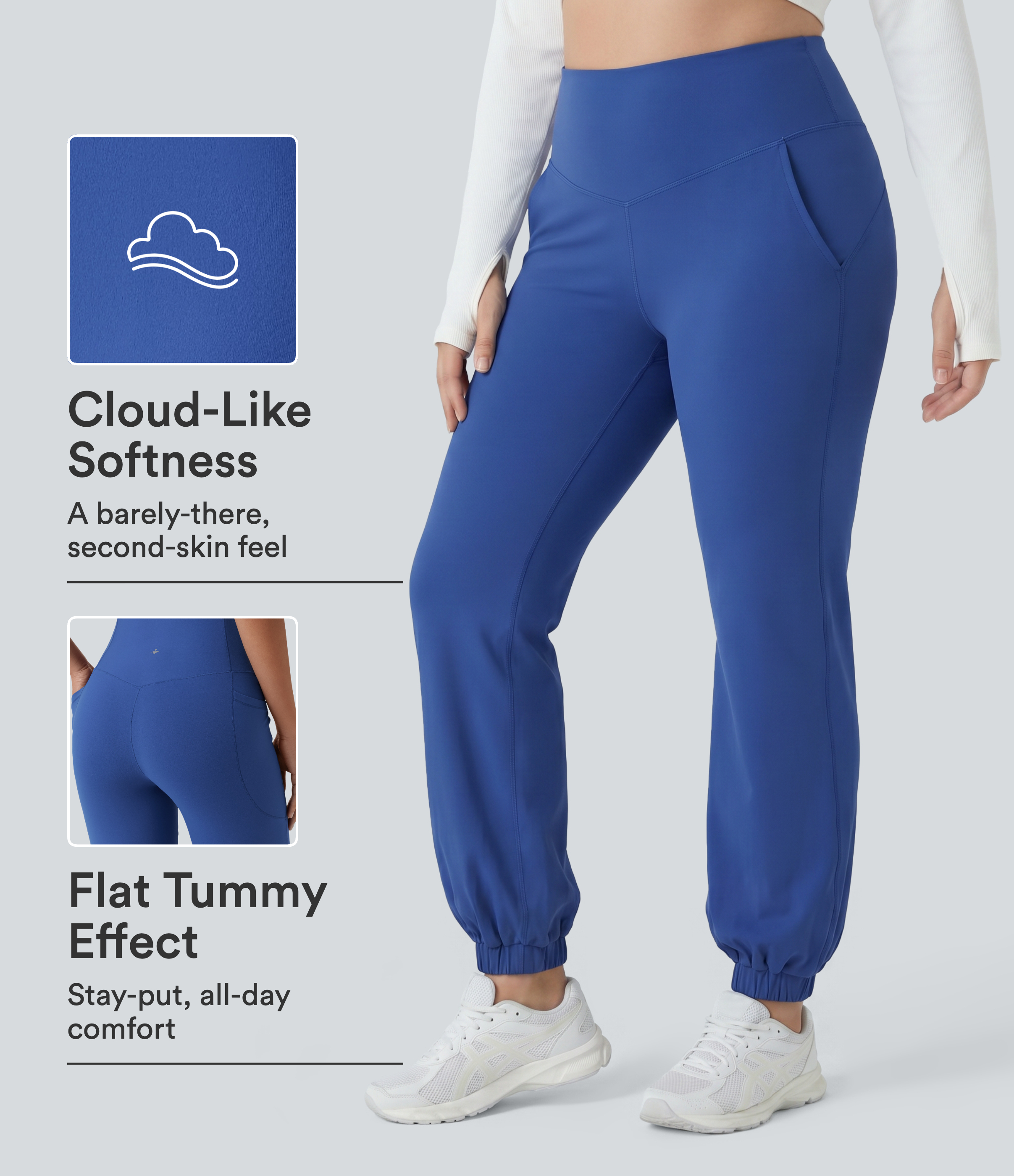 Plus Size SoftlyZero™ High Waisted Tummy Control Dance Balloon Joggers with Pockets-UPF50+