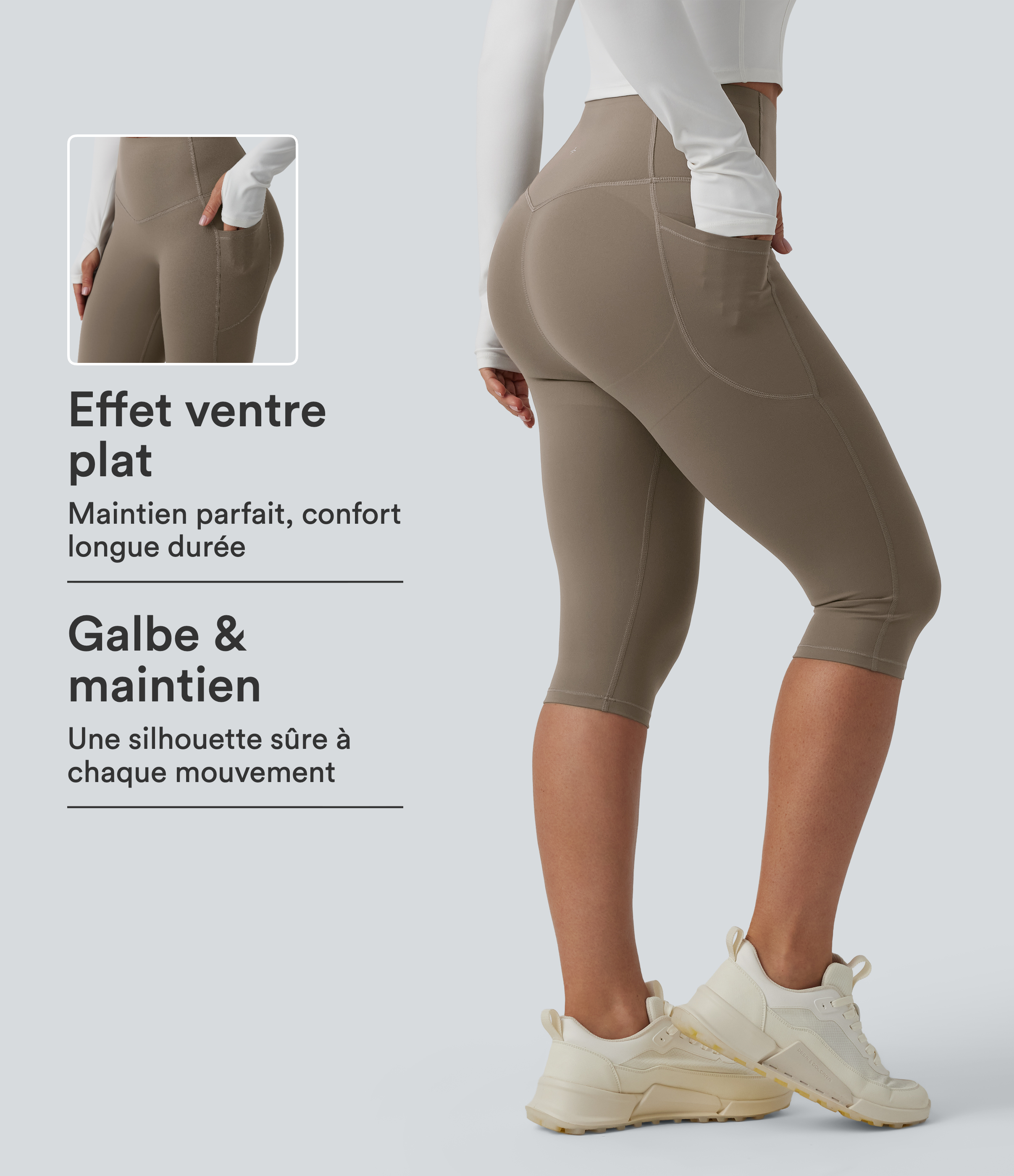 Dawn Brown Legging sculptant d'entraînement corsaire Halara UltraSculpt™ taille haute galbant gainant avec poches / 1