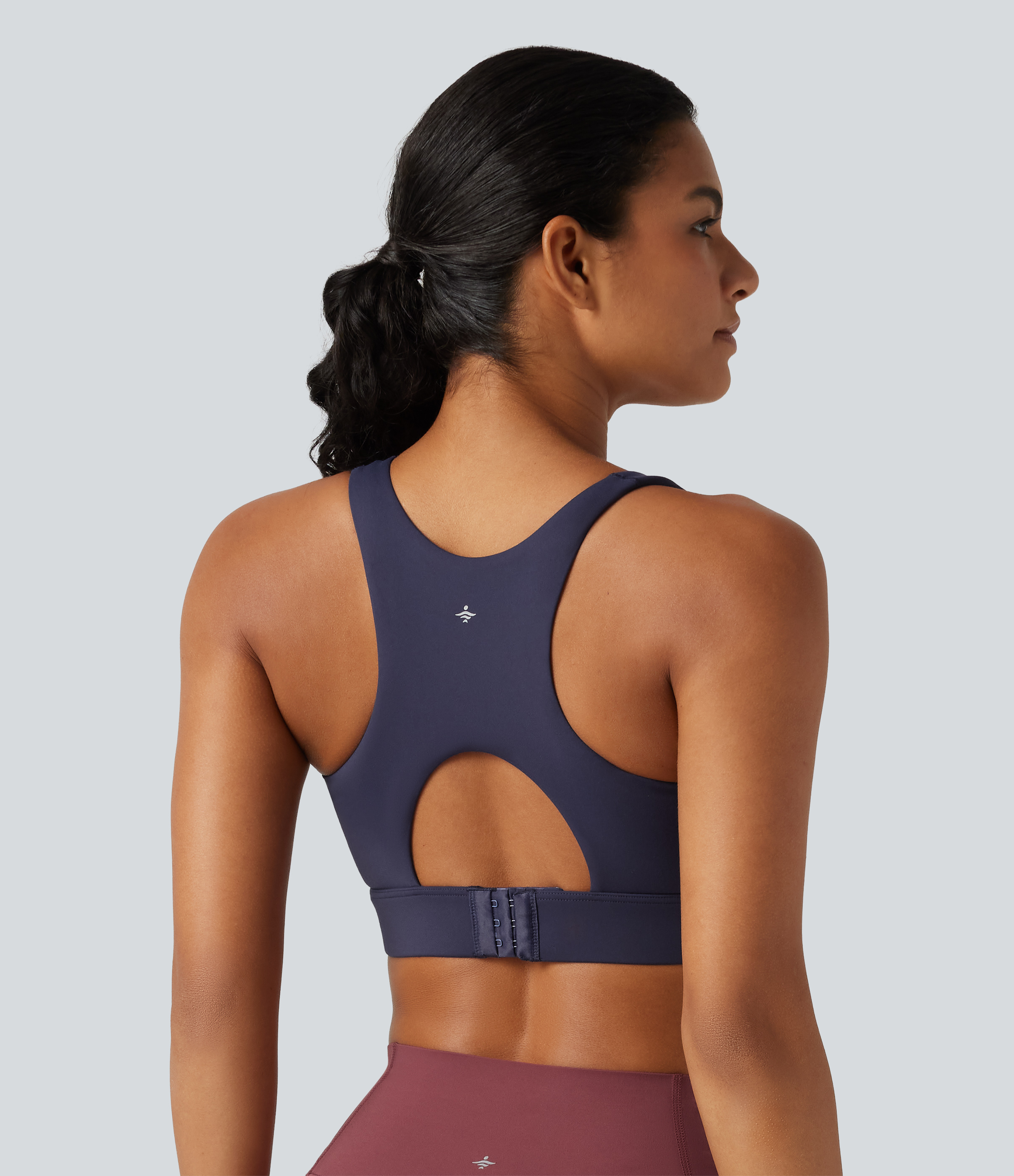 High Support U-Neck Cut-Out Back Non-Removable Pad Running Sports Bra