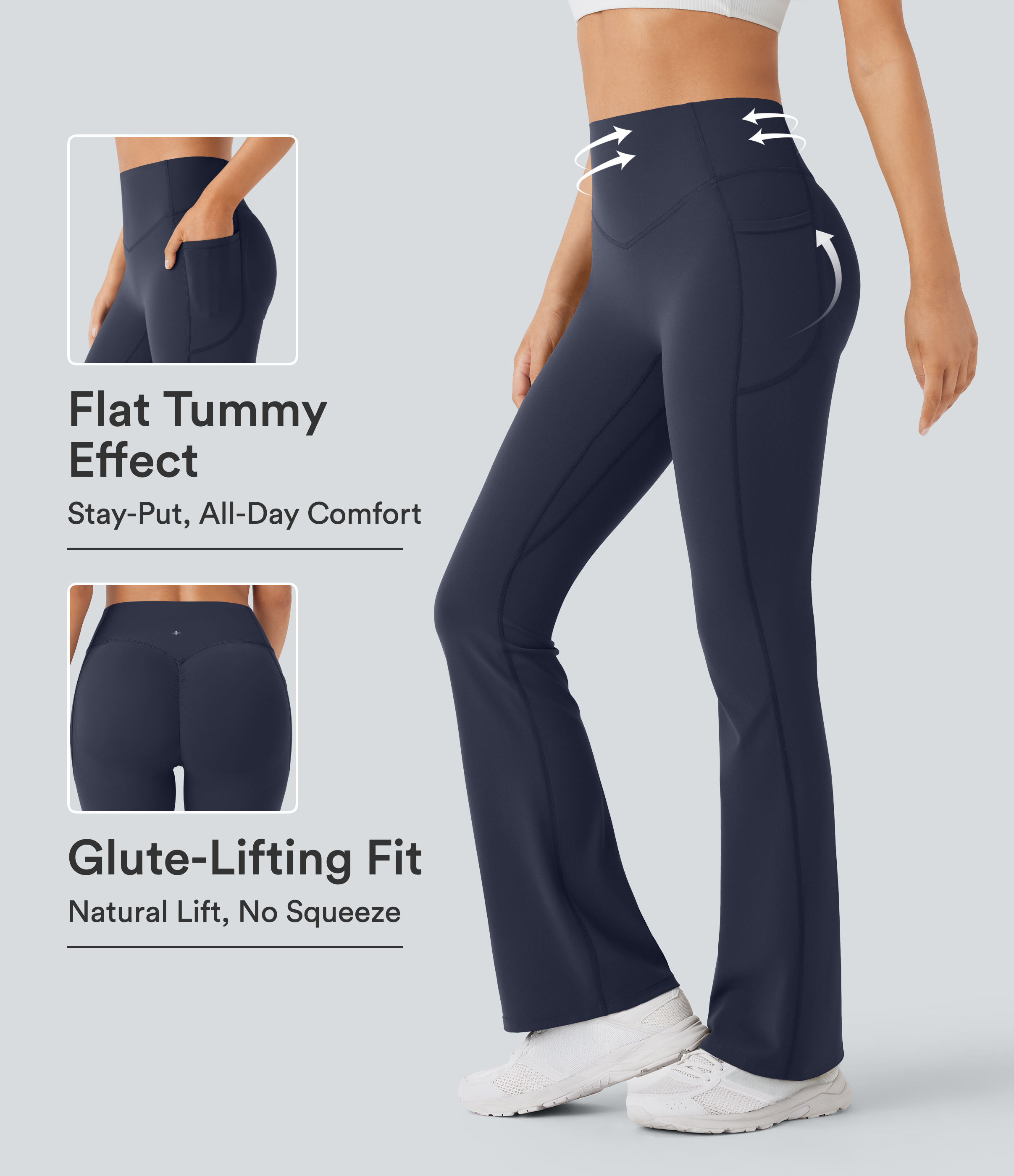 Halara UltraSculpt™ High Waisted Scrunch Butt Lifting Tummy Control Pocket Shaping Yoga Bootcut Leggings