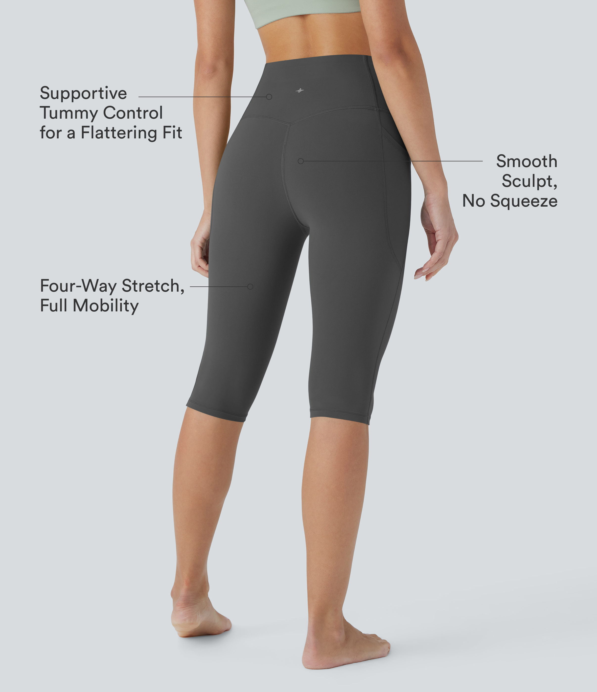 Volcanic Ash Halara UltraSculpt™ High Waisted Tummy Control Pedal Pusher Yoga Leggings with Pockets / 2