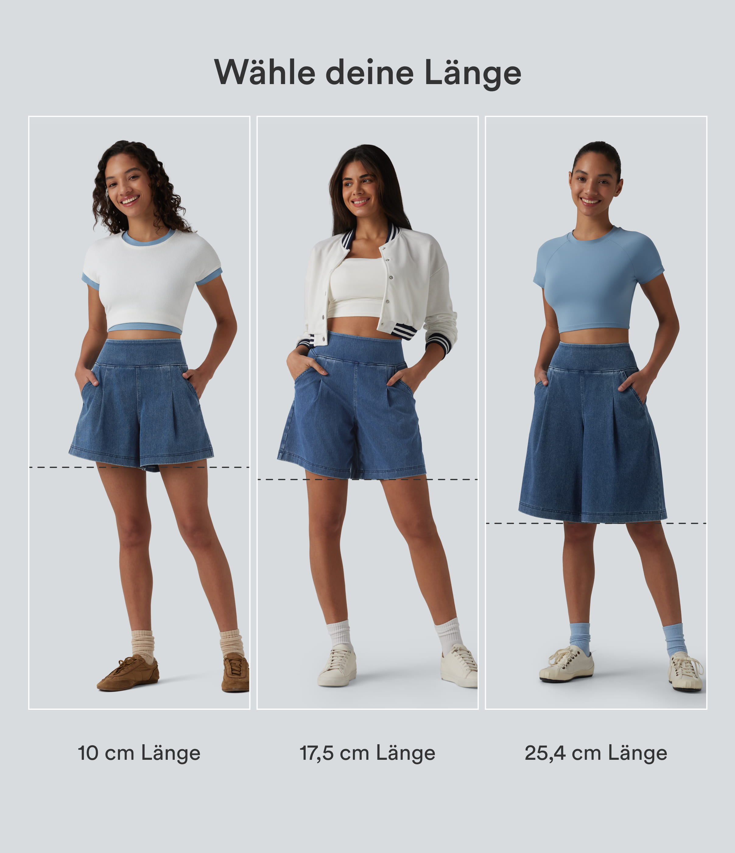 Estate Blue Denim Halara Flex™ - Lässige Baggy-Shorts aus Denim mit hohem Bund und mehreren Taschen - 18,7 cm / 2