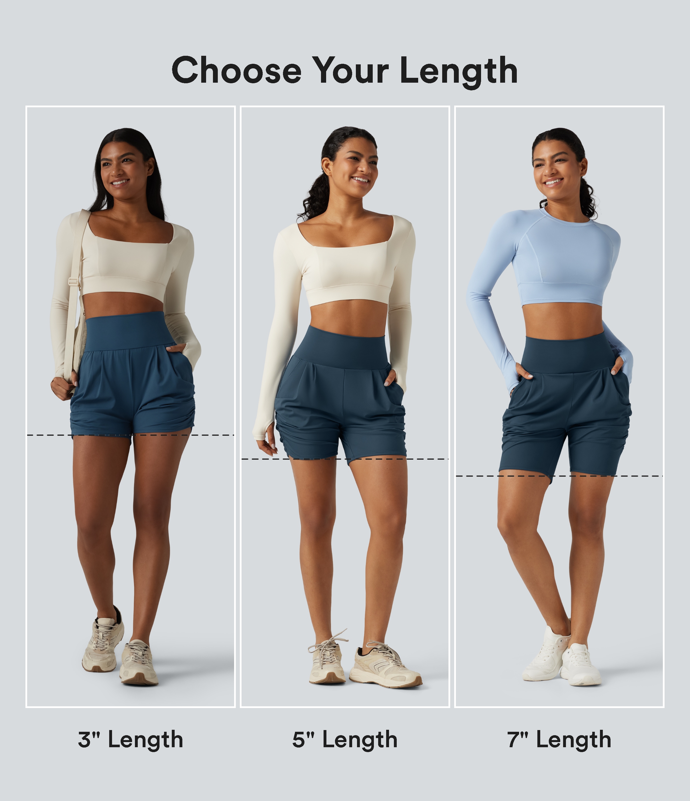 Majolica Blue SoftlyZero™ Airy High Waisted Ruched InstantCool Yoga Shorts 5'' with Pockets / 2