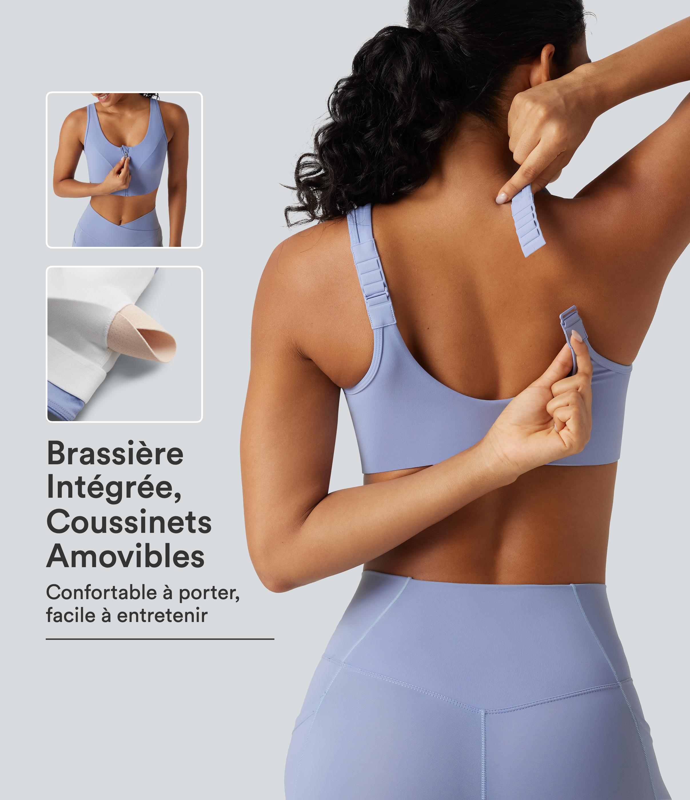 Brassière de yoga Halara UltraSculpt™ maintien moyen zippée avec coussinets amovibles
