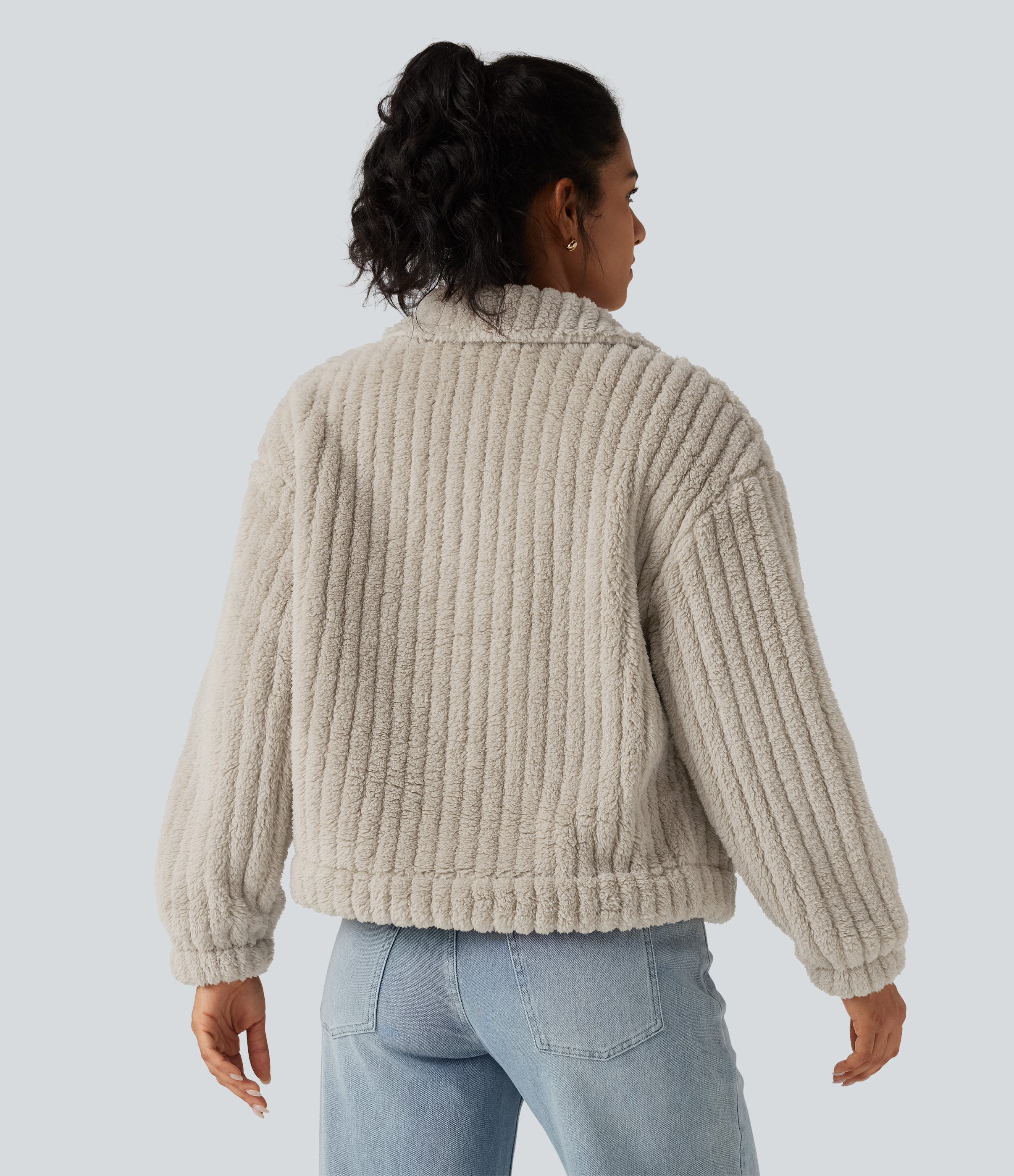 Silver Lining Lässige Langarm-Sherpa-Jacke / 2