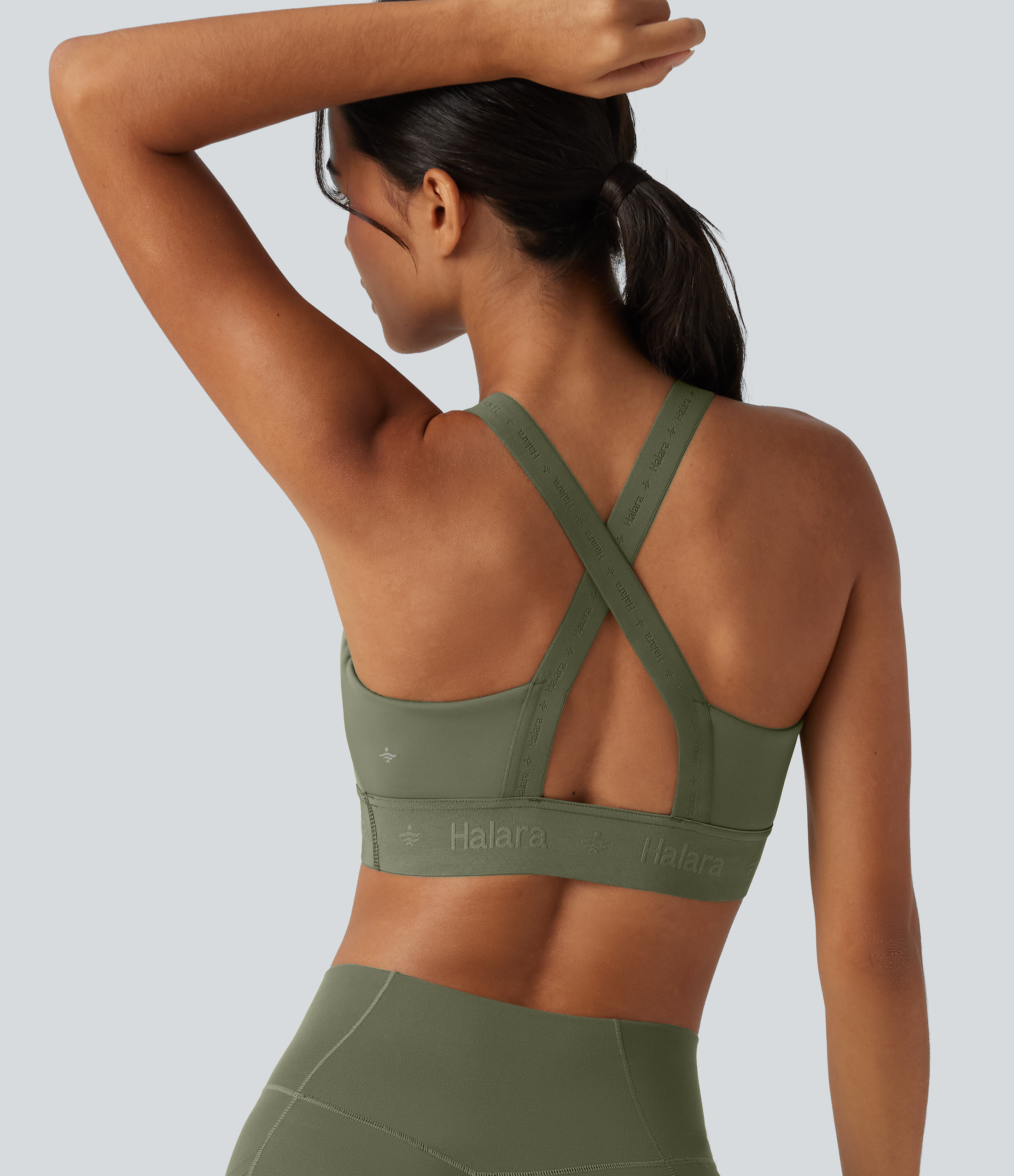 Unripe Olive Green SpeedWave™ Medium Support U Neck Built-in Bra Quick Dry Running Sports Bra DD-F Cups / 2
