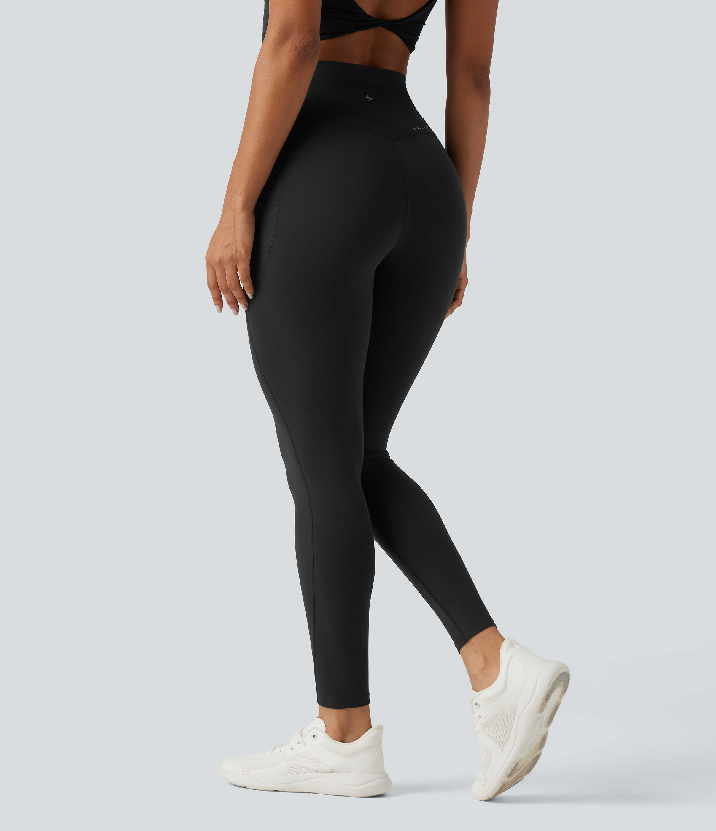 Halara UltraSculpt™ High Waisted Tummy Control Shaping Yoga Leggings with Pockets  - Black - S(7/8) gym leggings leggings with pockets