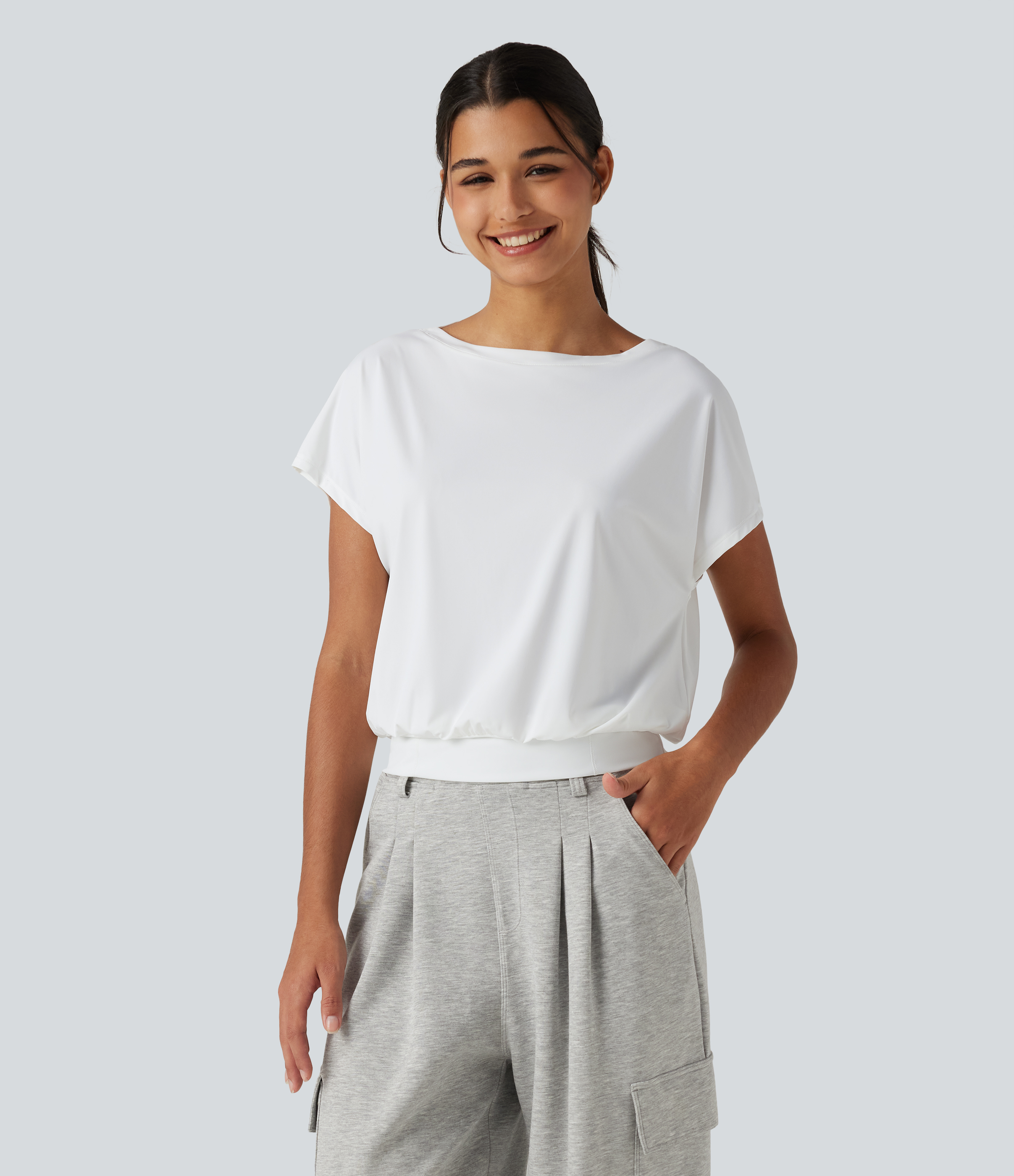 Round Neck Short Sleeve InstantCool Quick Dry Yoga Sports Top