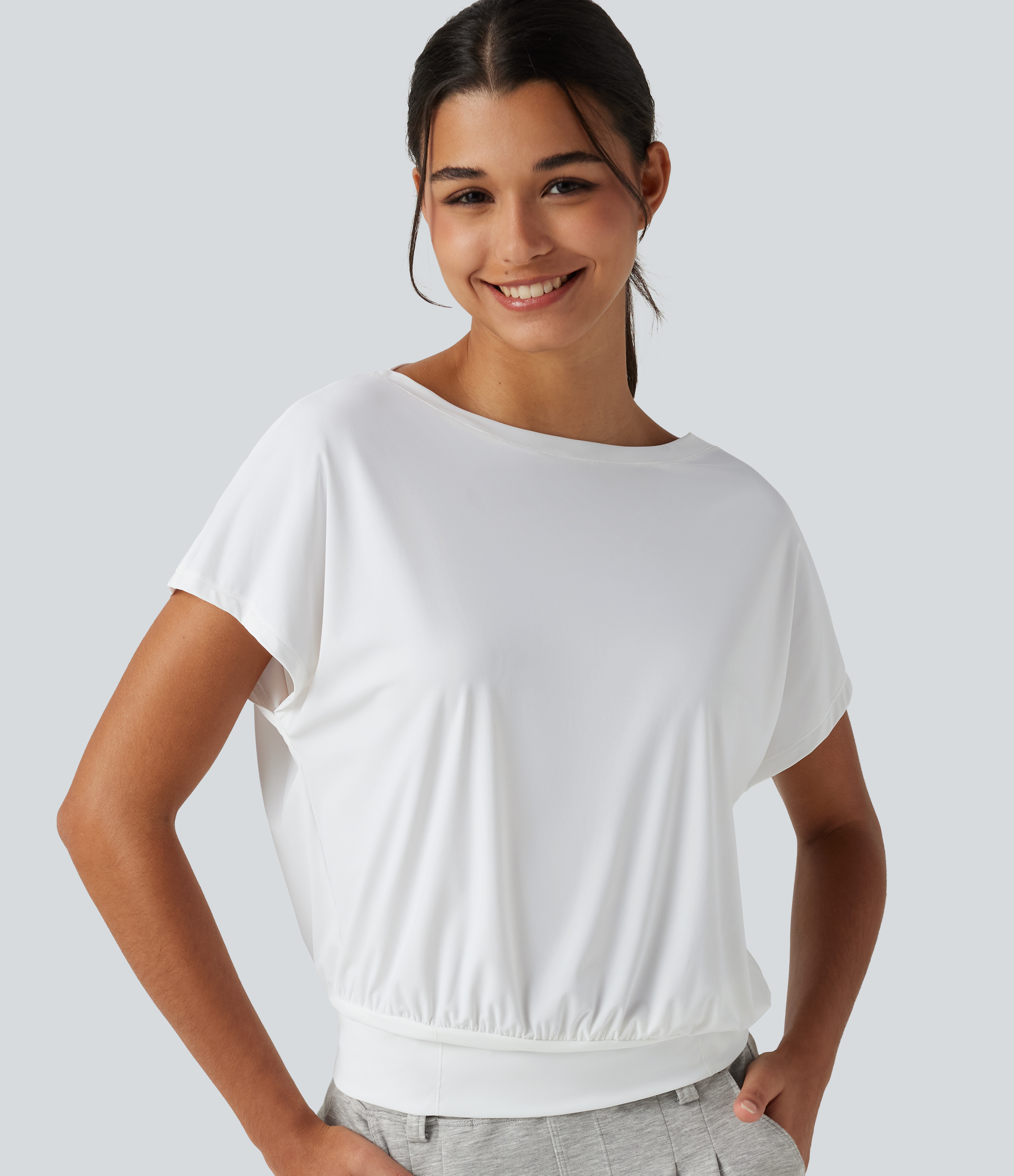 Round Neck Short Sleeve InstantCool Quick Dry Yoga Sports Top