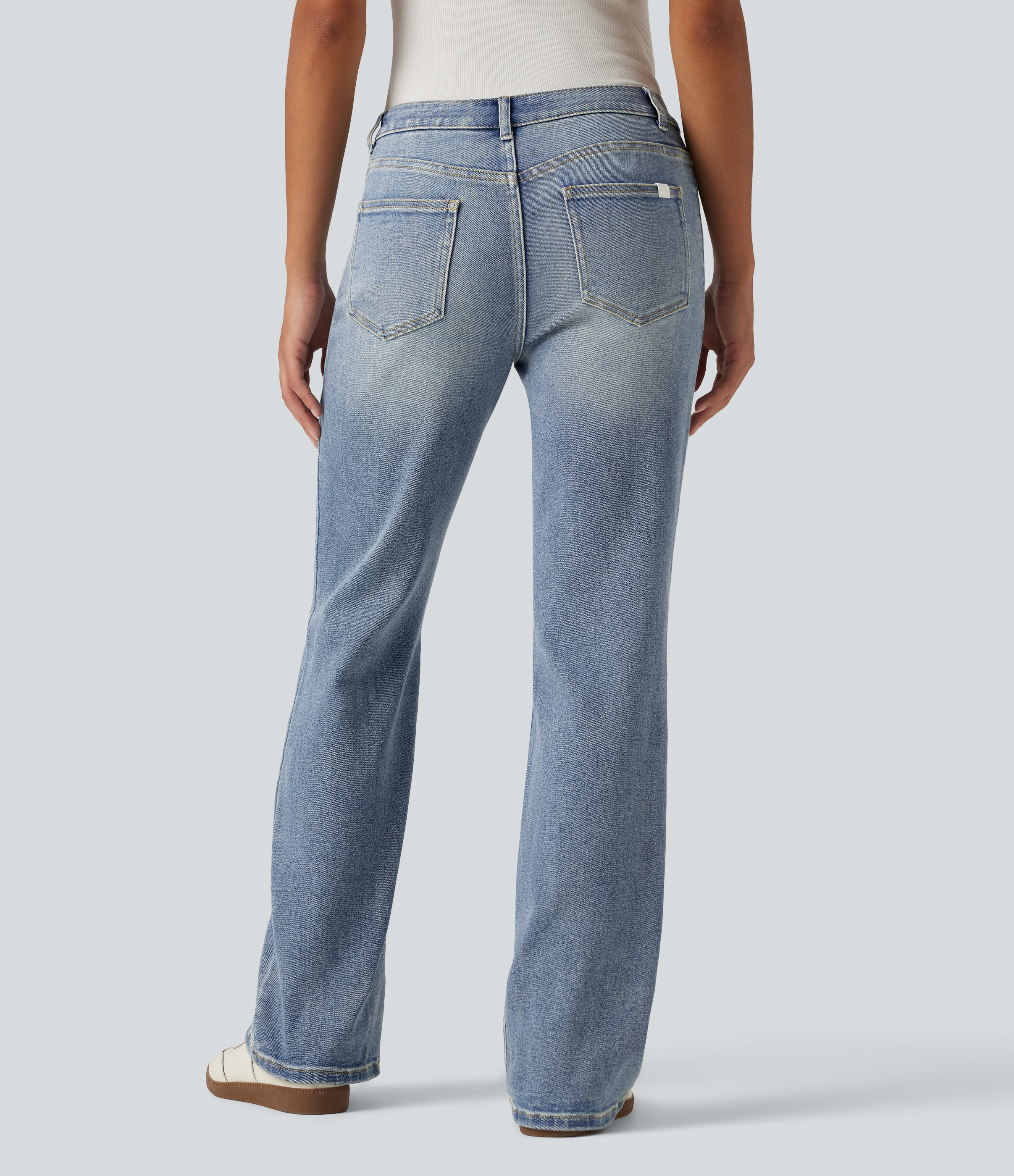Malibu Blue Denim Low Rise Bootcut Casual Cotton Jeans with Pockets / 2