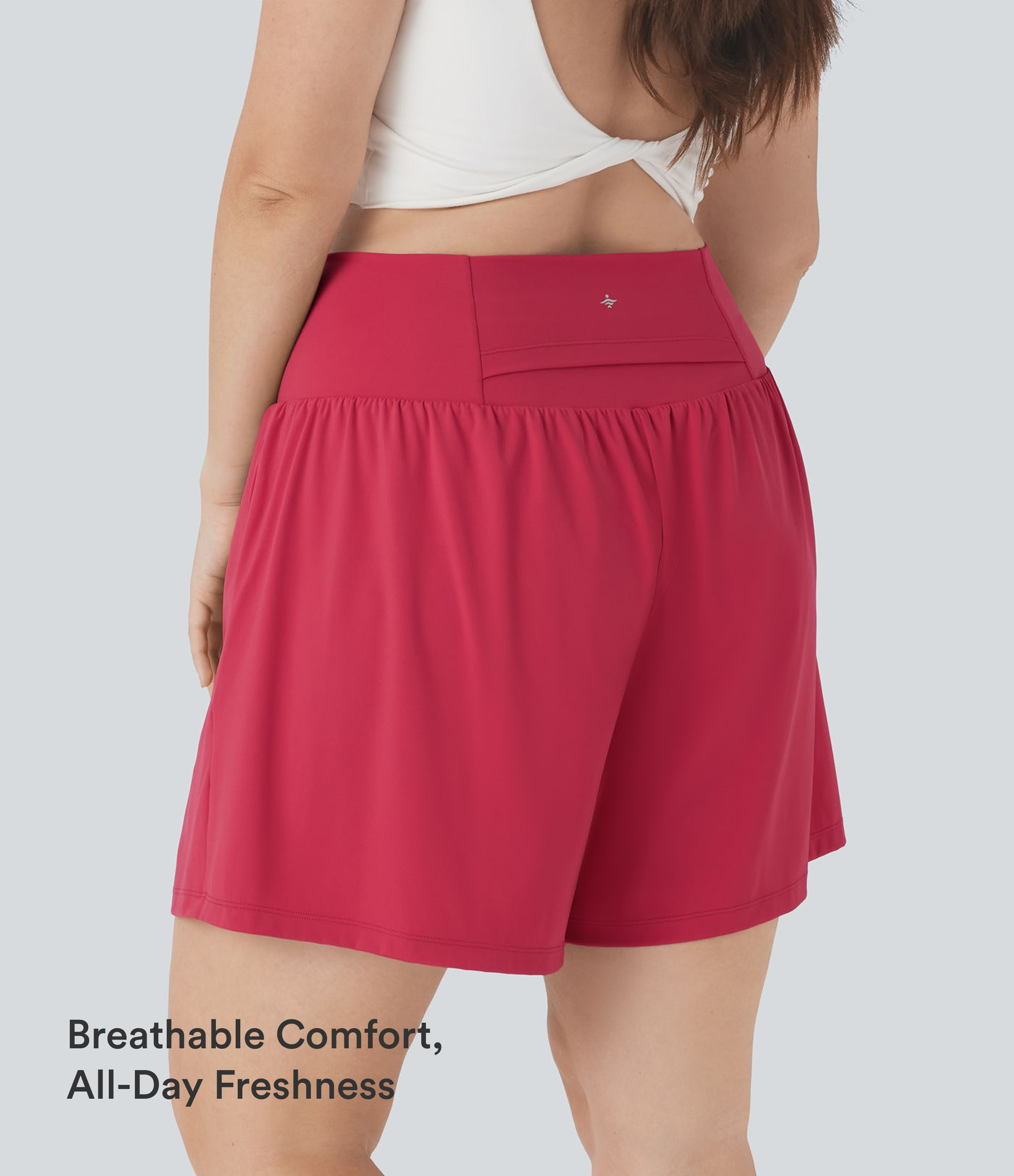 Winterberry SoftlyZero™ Airy Super High Waisted 2-in-1 InstantCool Yoga Plus Size Shorts 7" with Pockets / 2