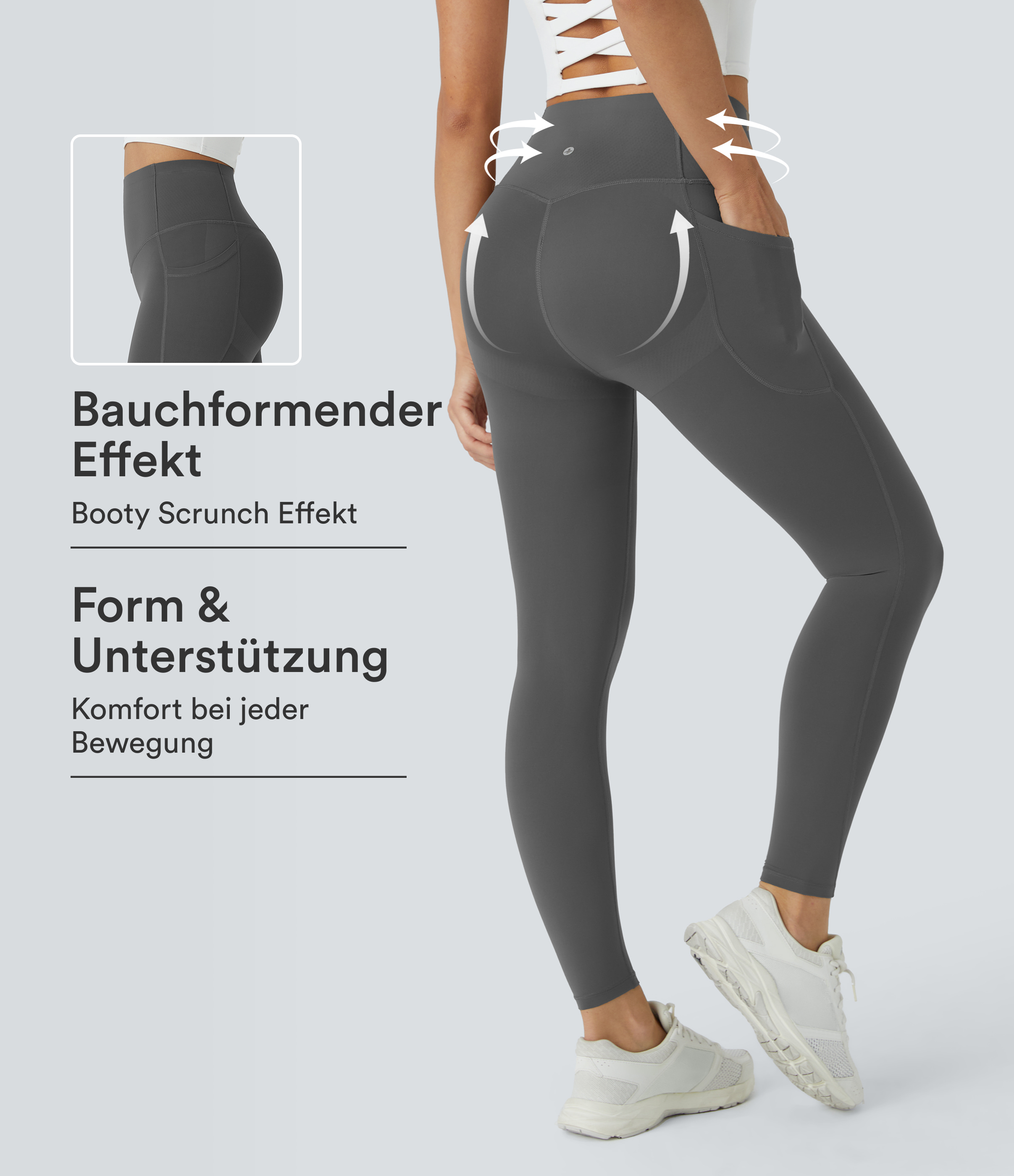 Halara UltraSculpt™ - Formende Capri-Workout-Leggings mit hohem Bund, Seitentaschen und Bauchkontrolle - Po-Lifting