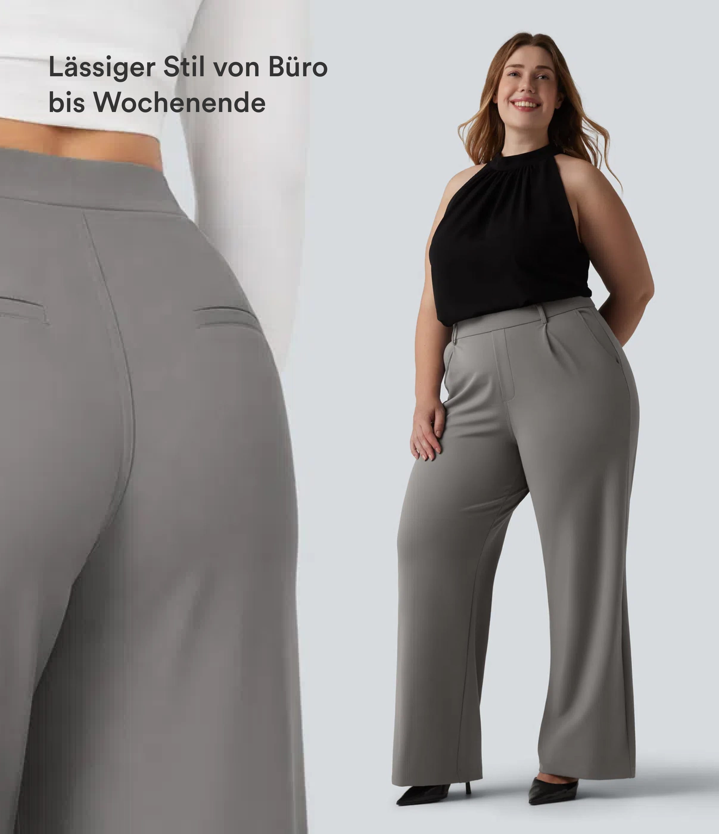 Silent Storm Halara Flex™ DayStretch - Arbeits-Hose mit hohem Bund, Seitentaschen und geradem Bein - Plus Size / 2
