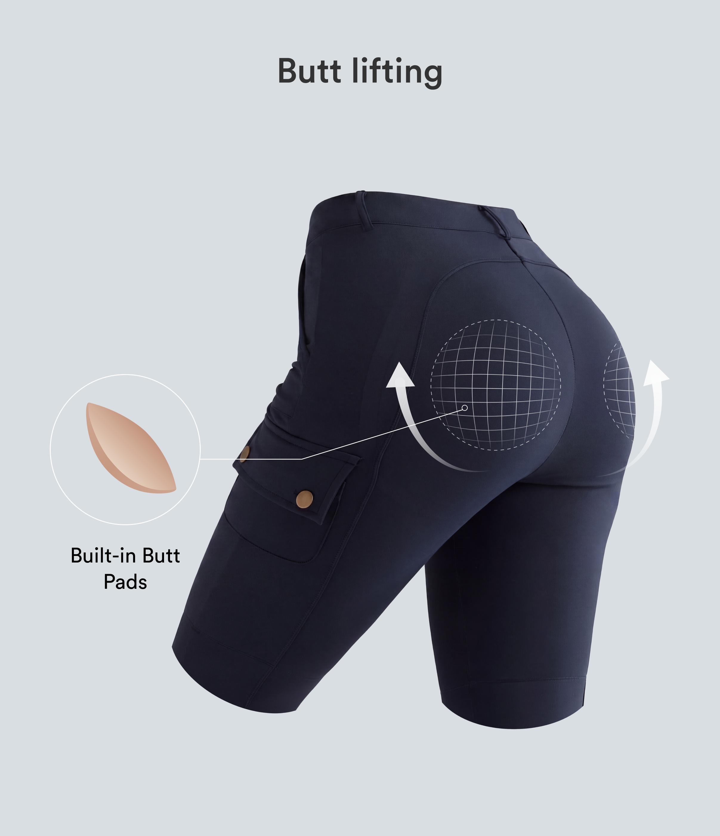 Midnight Blue Pantalon cargo DayStretch taille haute galbant effet liftant fessiers avec poches / 2