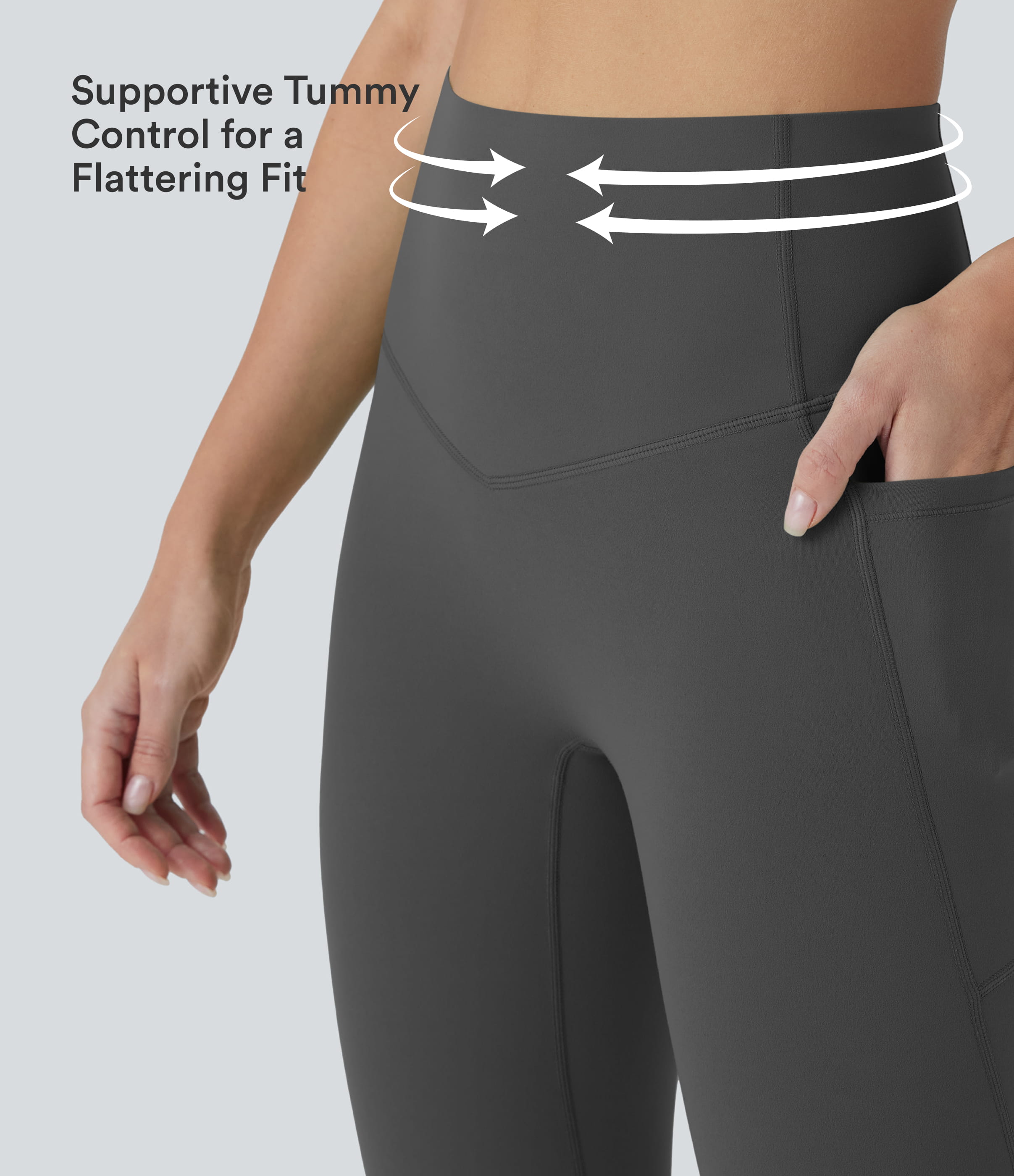 Volcanic Ash Halara UltraSculpt™ High Waisted Tummy Control Pedal Pusher Yoga Leggings with Pockets / 2