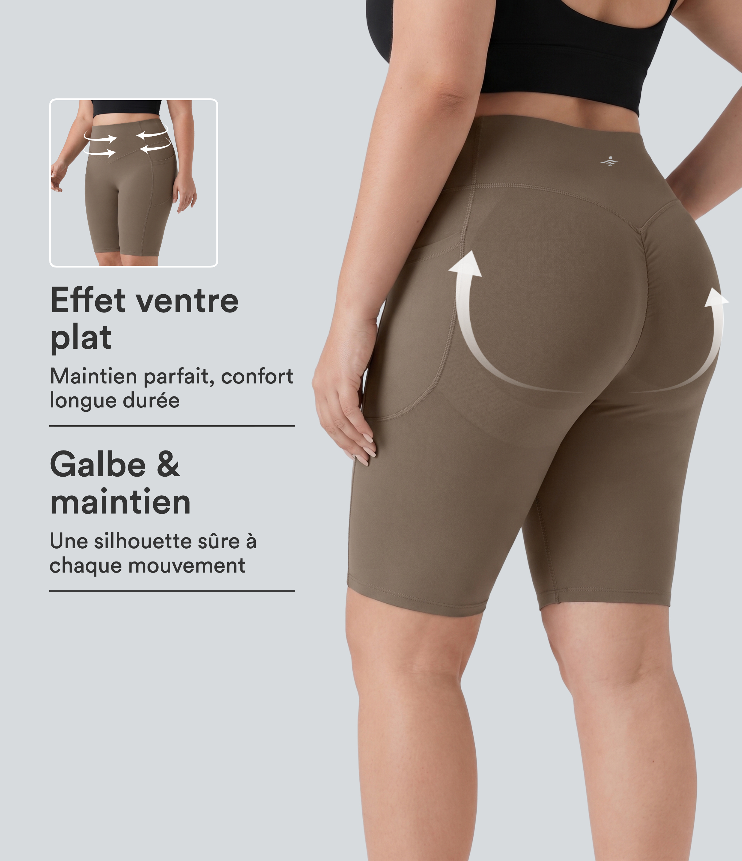 Short cycliste d’entraînement 23cm grande taille Halara UltraSculpt™ taille haute gainant effet liftant fessiers avec poches
