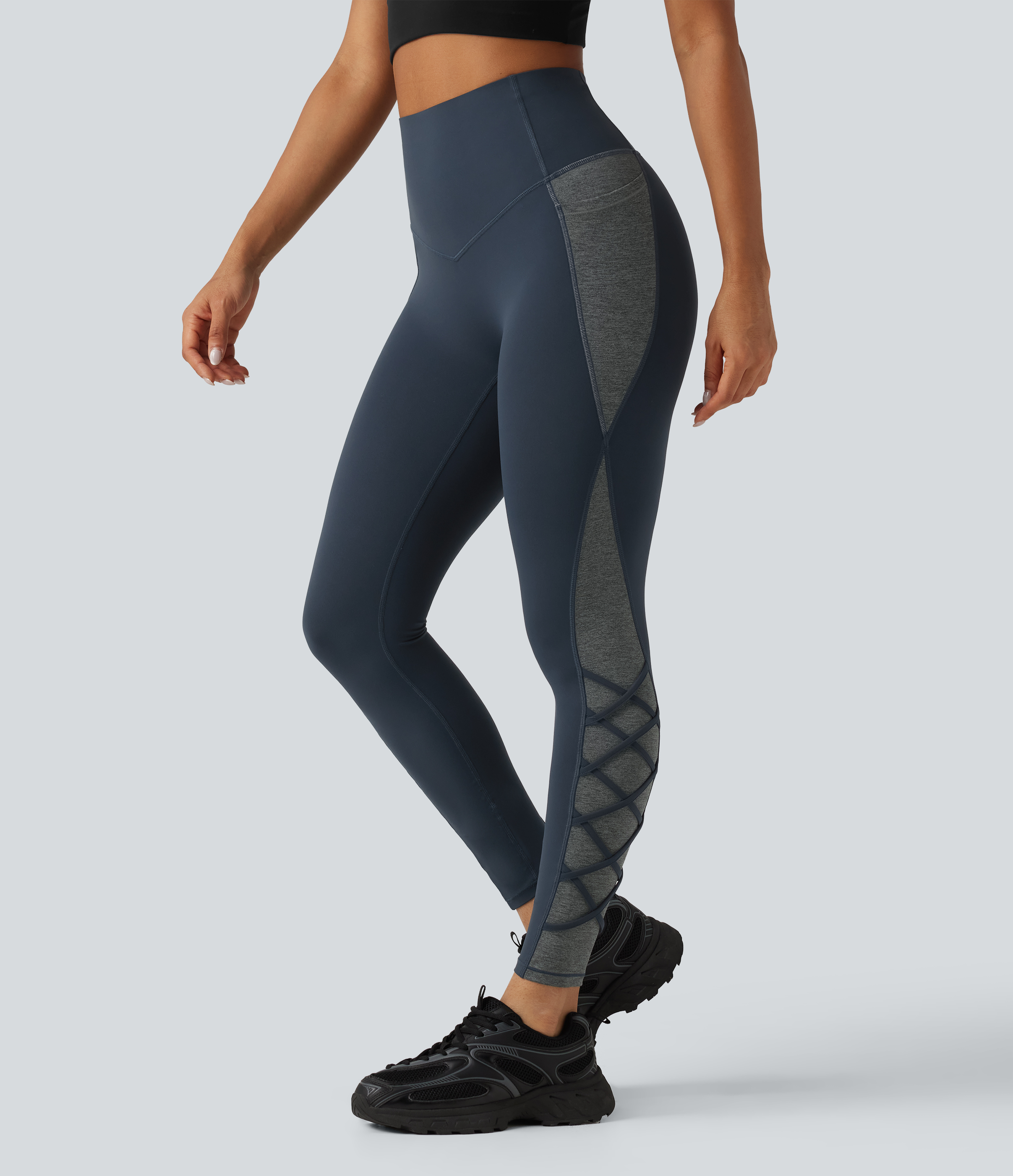 Halara UltraSculpt™ High Waisted Tummy Control Color Block Yoga Leggings with Pockets