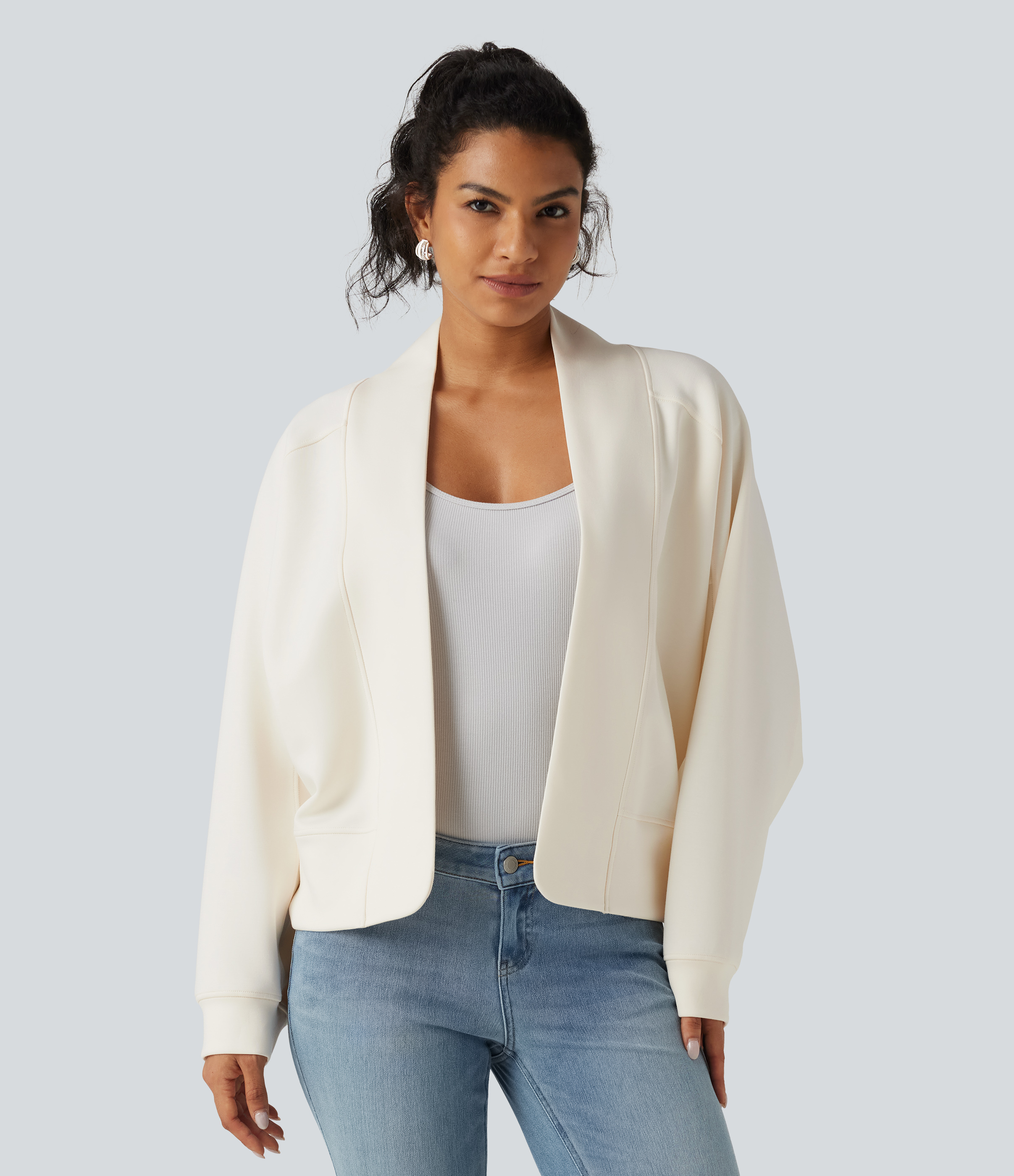 Open Front Long Sleeve Casual Jacket