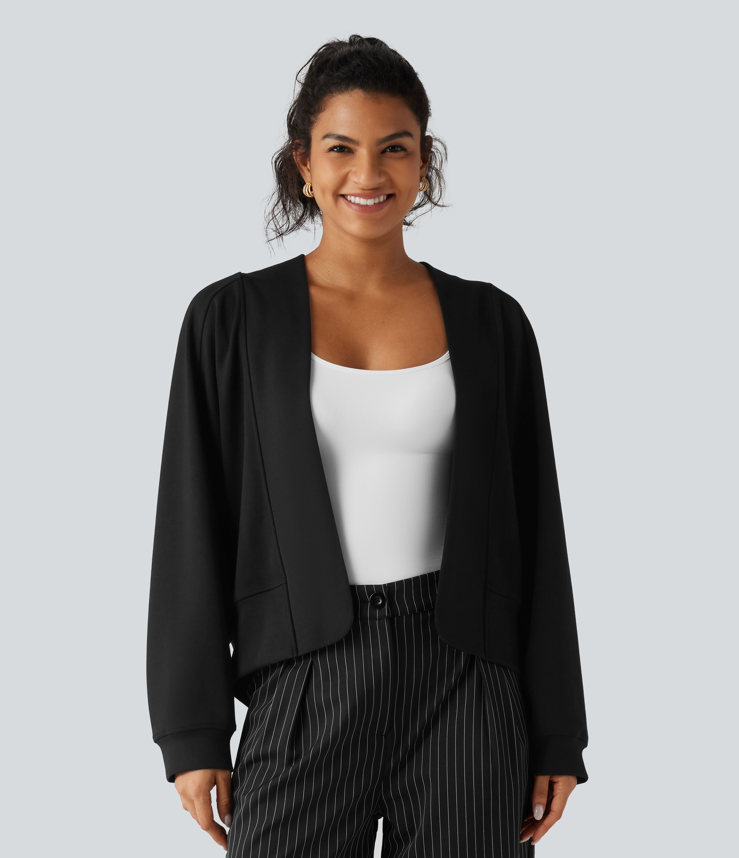 Open Front Long Sleeve Casual Jacket