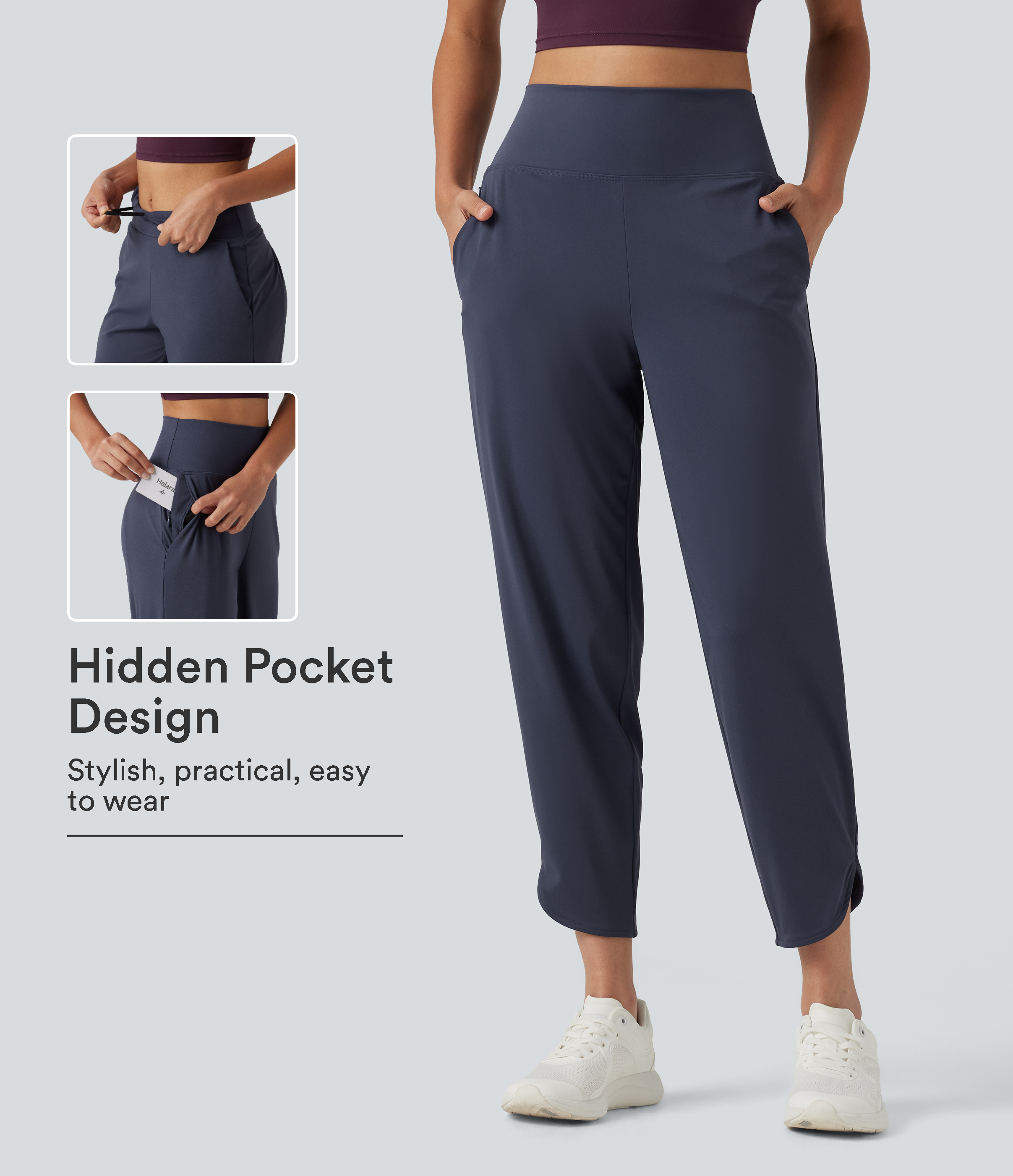Lauf-Hose mit hohem Bund, mehreren Taschen, Kordelzug, InstantCool und abgerundetem Saum - schnelltrocknend, UPF50+