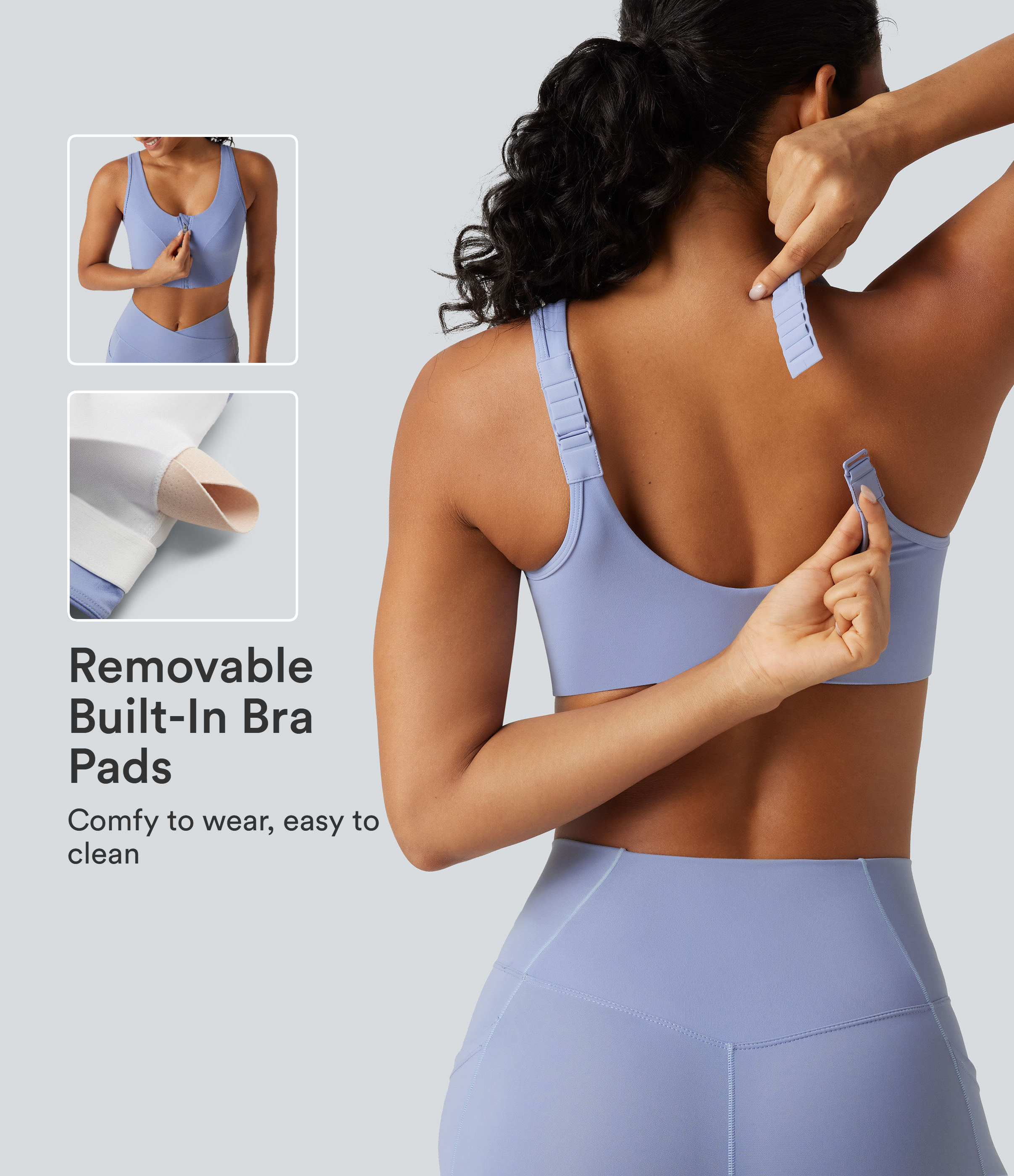 Halara UltraSculpt™ Medium Support Built-in Bra Zip Yoga Sports Bra