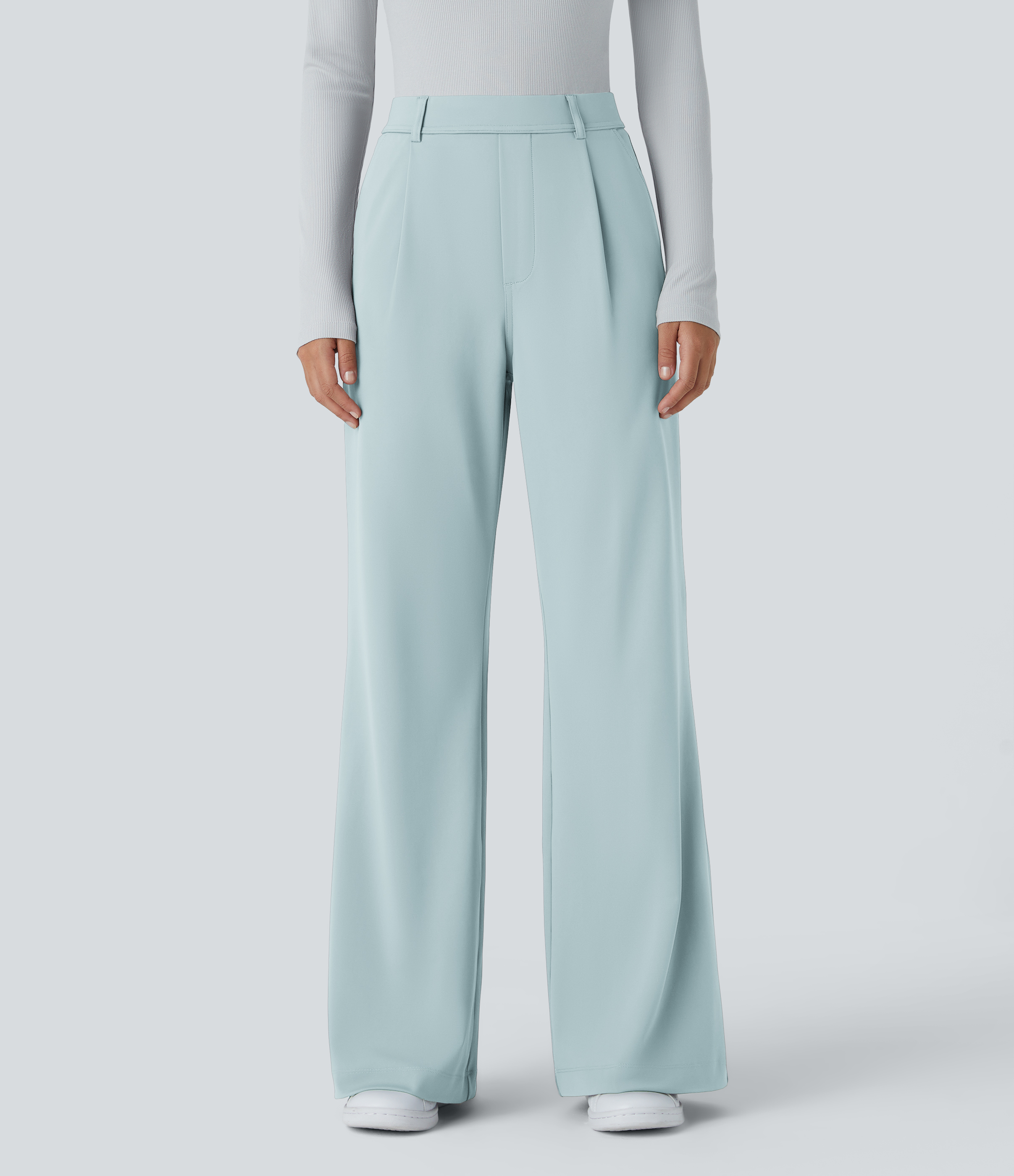 Pantalón  oficina acampanado bolsillo lateral tiro alto