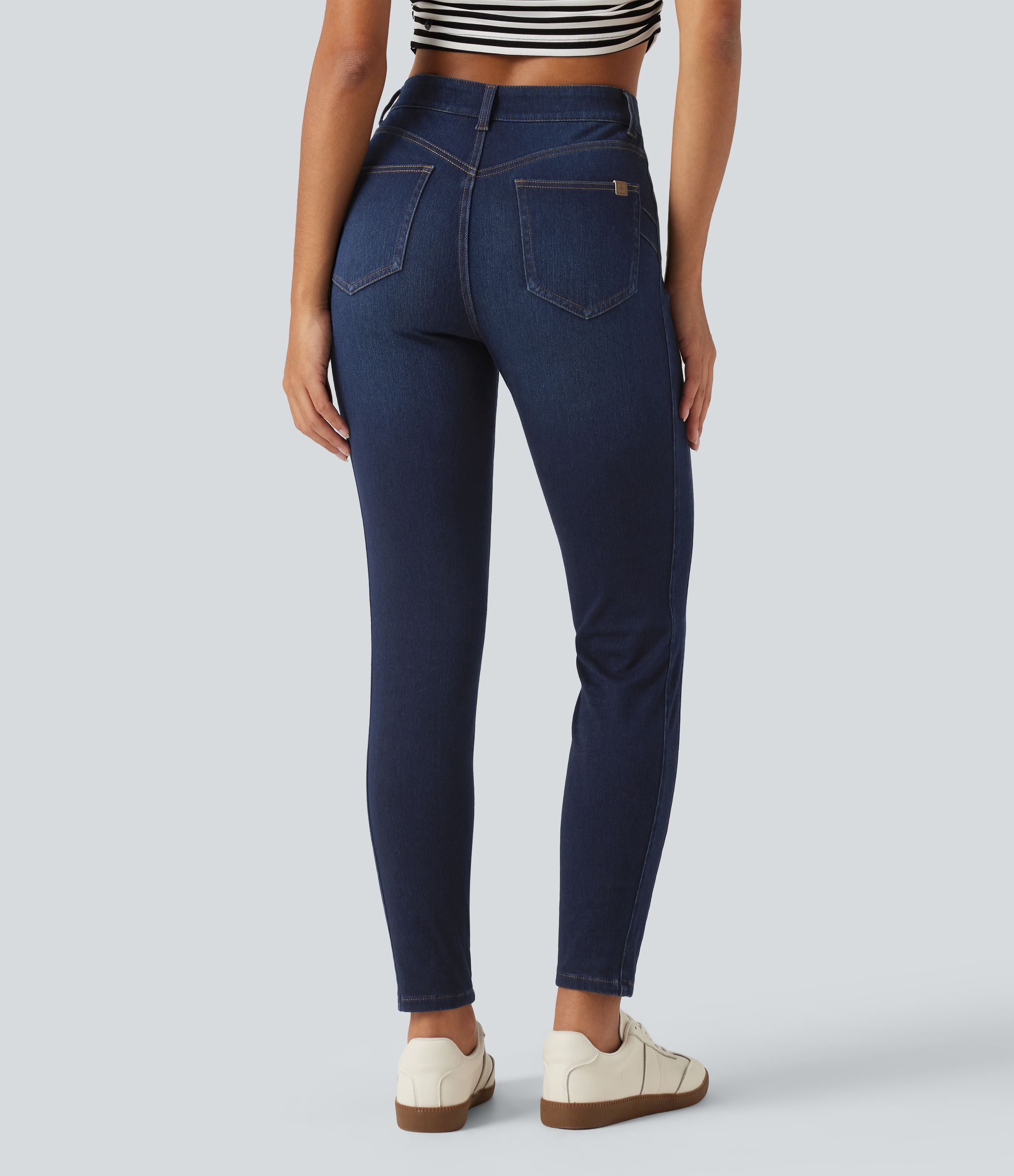 Inkling Blue Denim Halara Flex™ Mid-Rise Skinny fritidsjeans med lommer / 2