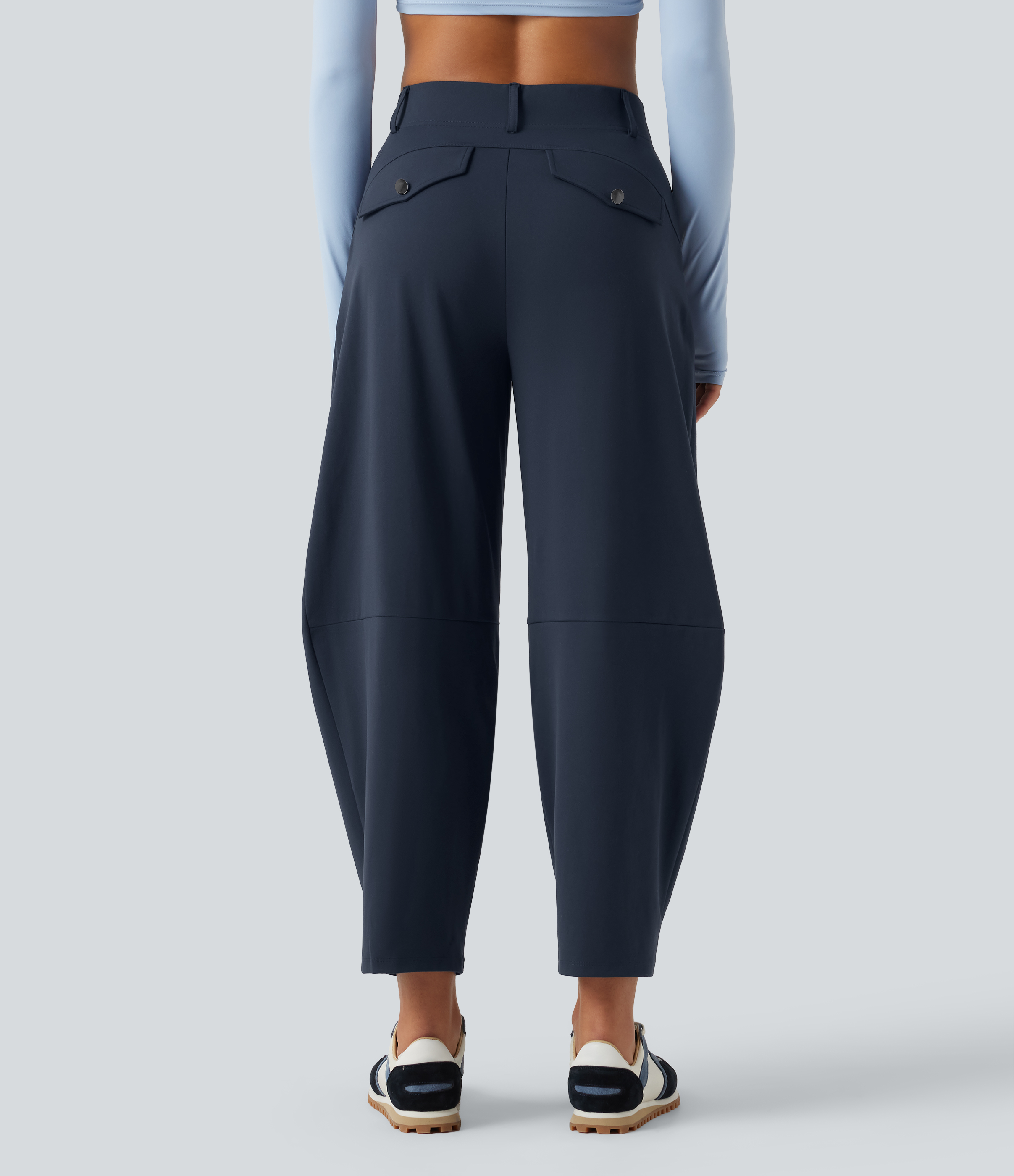 Midnight Blue DayStretch High Waisted Barrel Leg Dance Trousers with Pockets / 2
