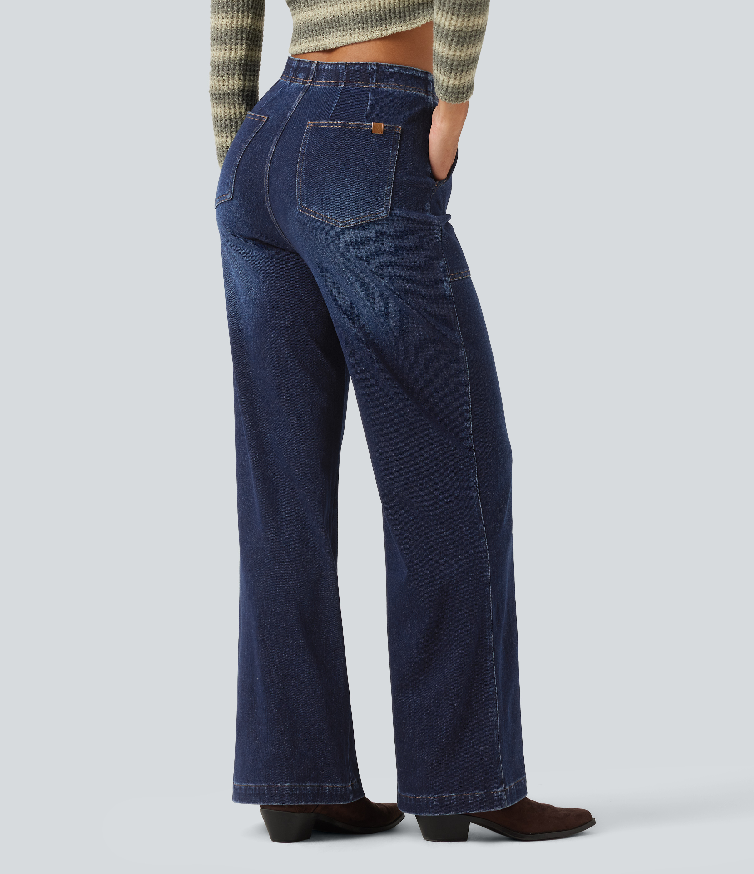 Pageant Blue Denim Halara Flex™ jean taille haute à coupe large avec poches / 2
