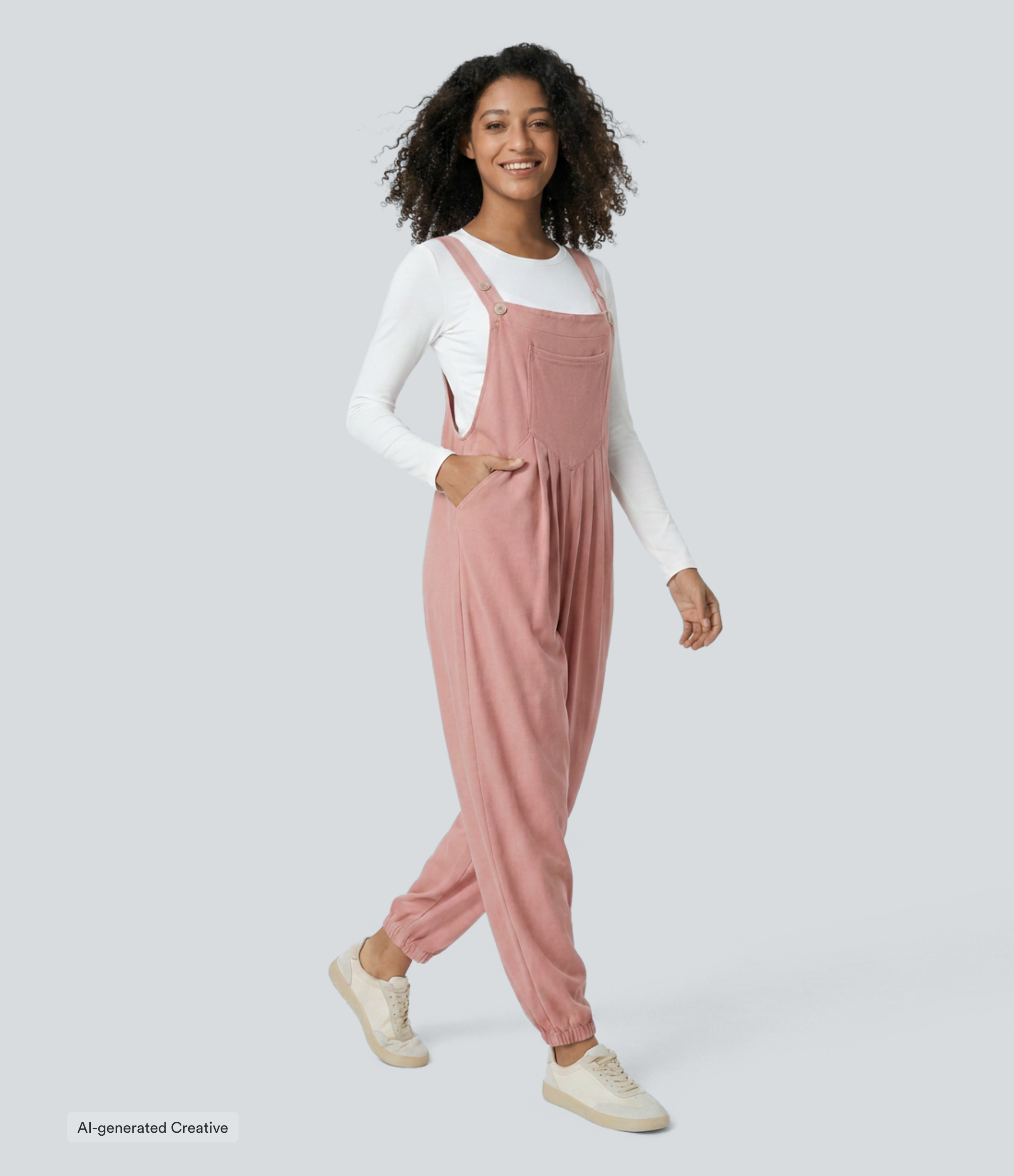 Pockets Waffle Casual Jogger Overalls