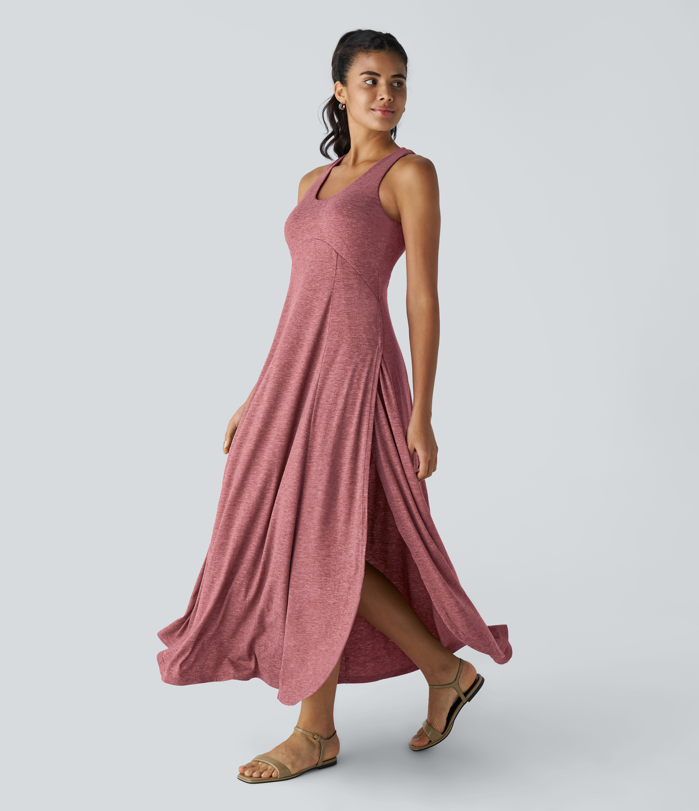 U Neck Flowy Maxi Casual Tank Dress