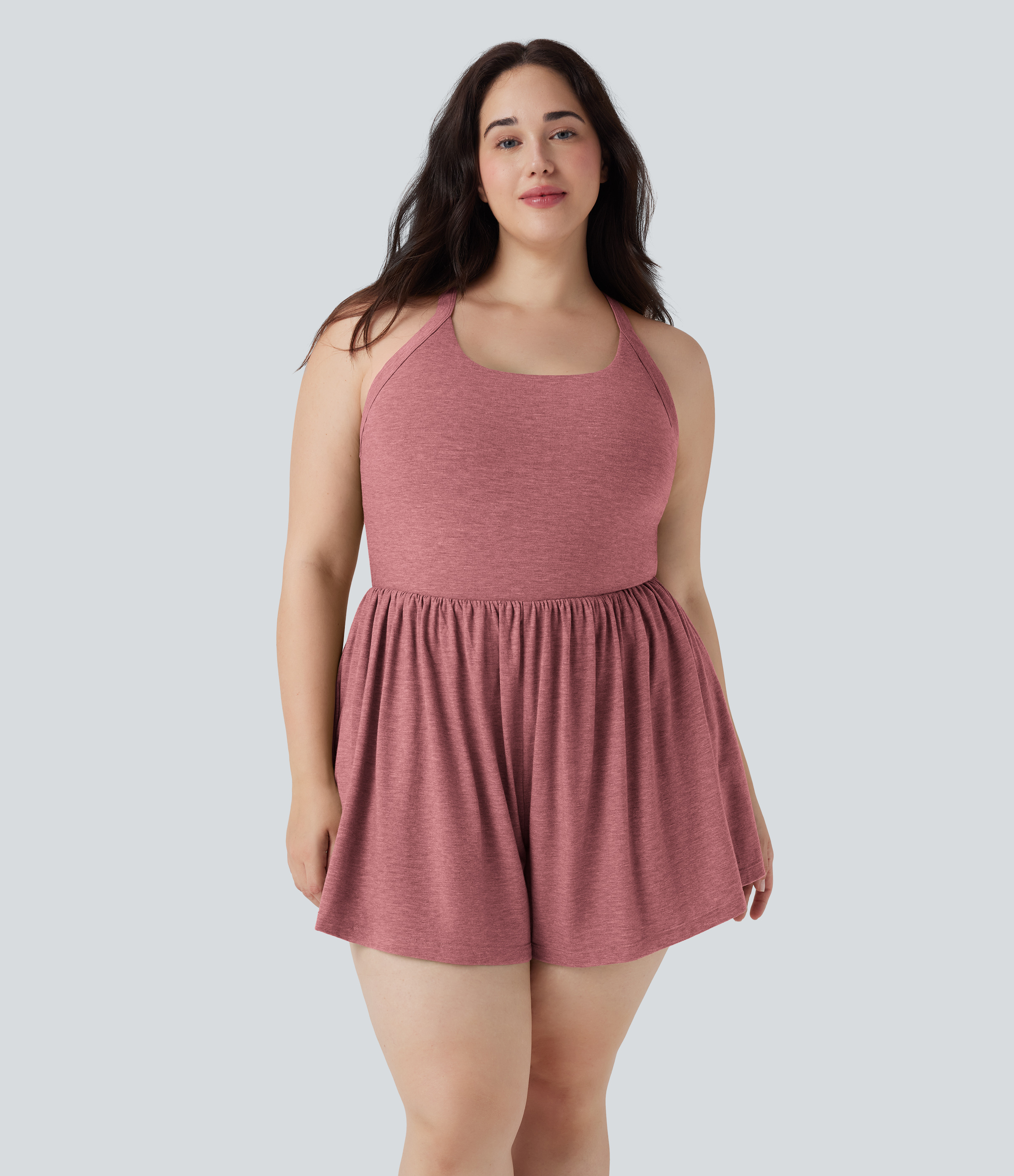 2-in-1 Plus Size Romper with Pockets-Easy Peezy Edition