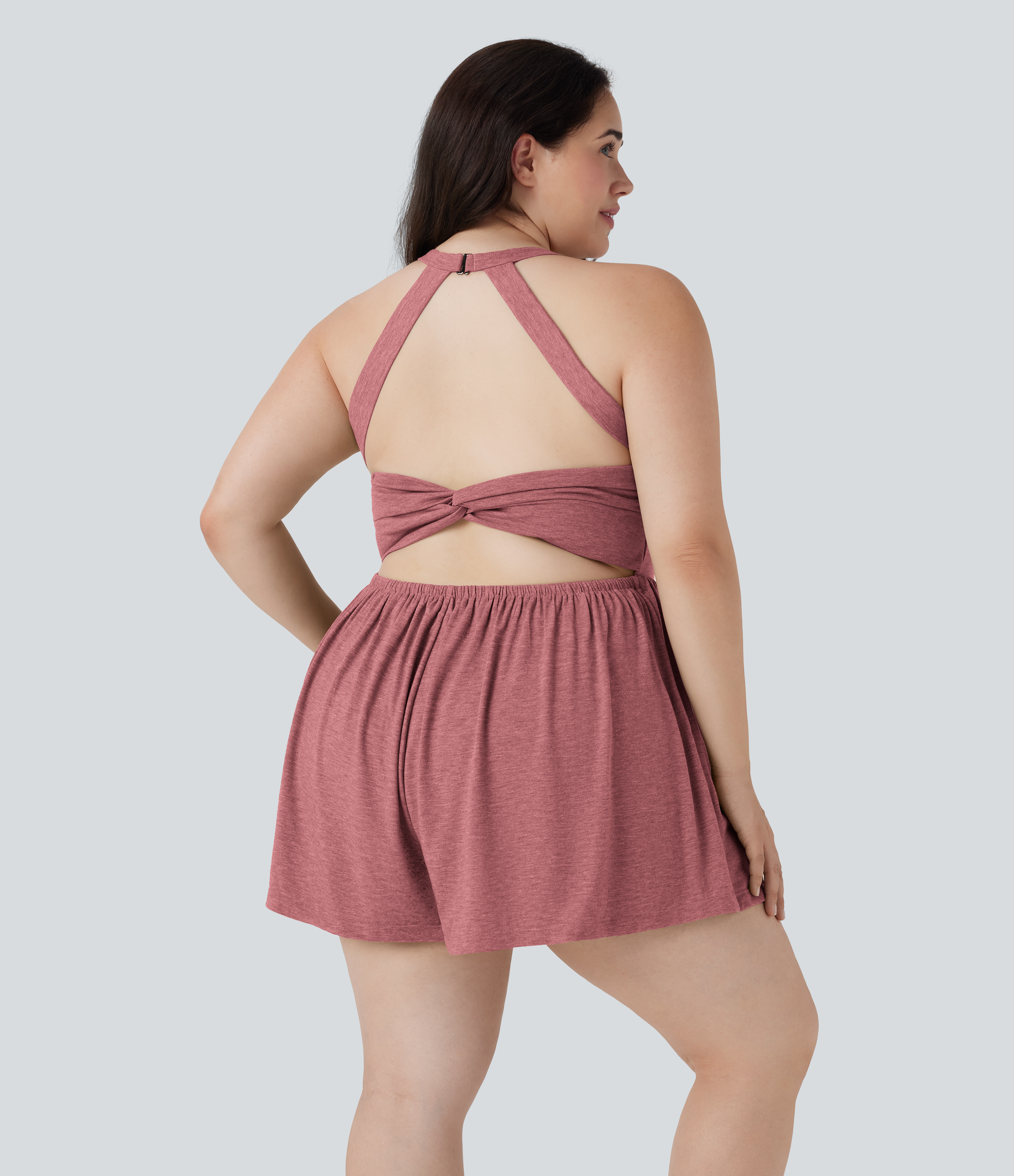 Brick Red Mix 2-in-1 Plus Size Jumpsuit mit Taschen-Easy Peezy Edition / 2