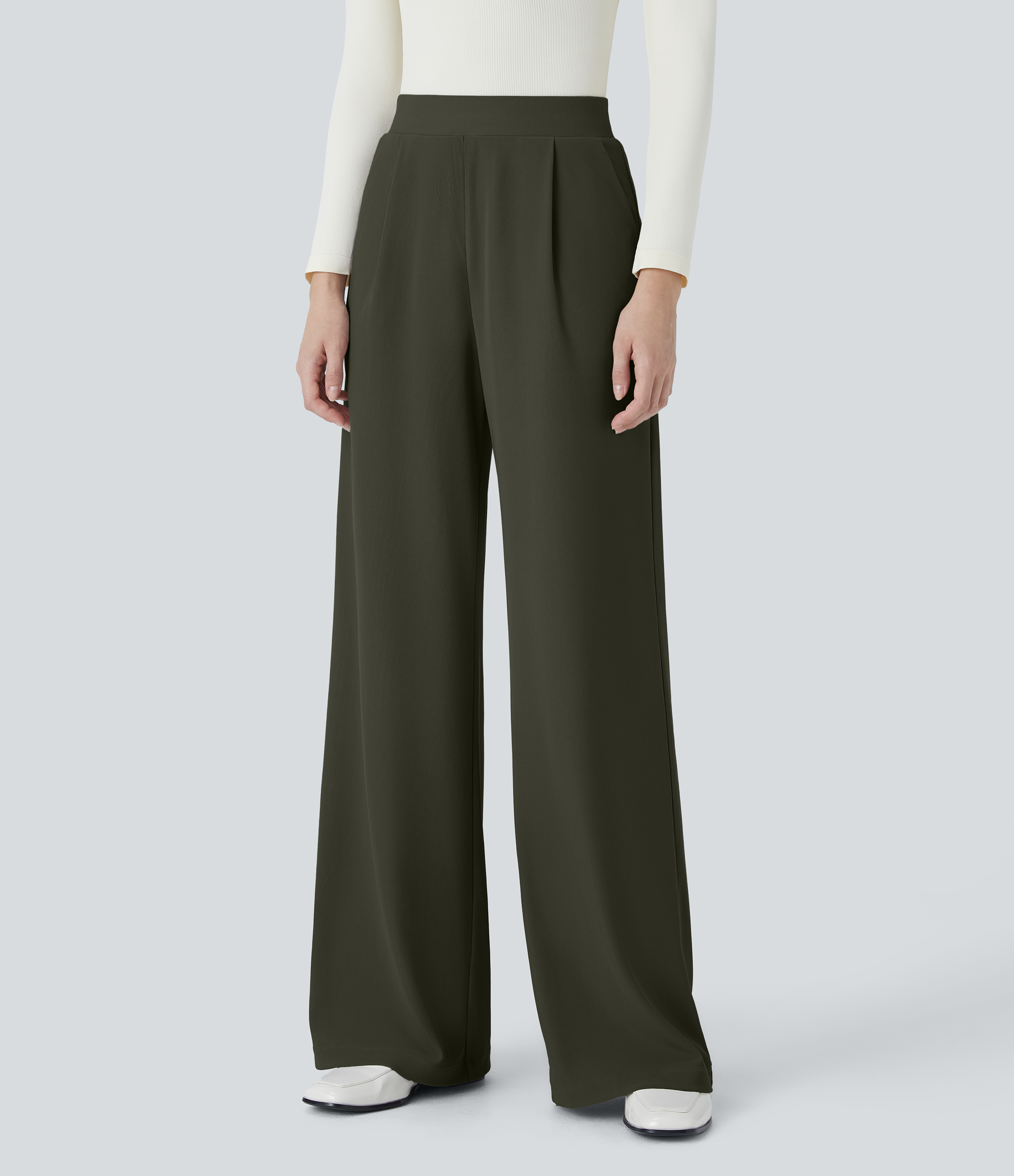 Halara Flex™ High Waisted Body Sculpt Waist-Slimming Pocket Wide Leg Micro Waffle Work Pants