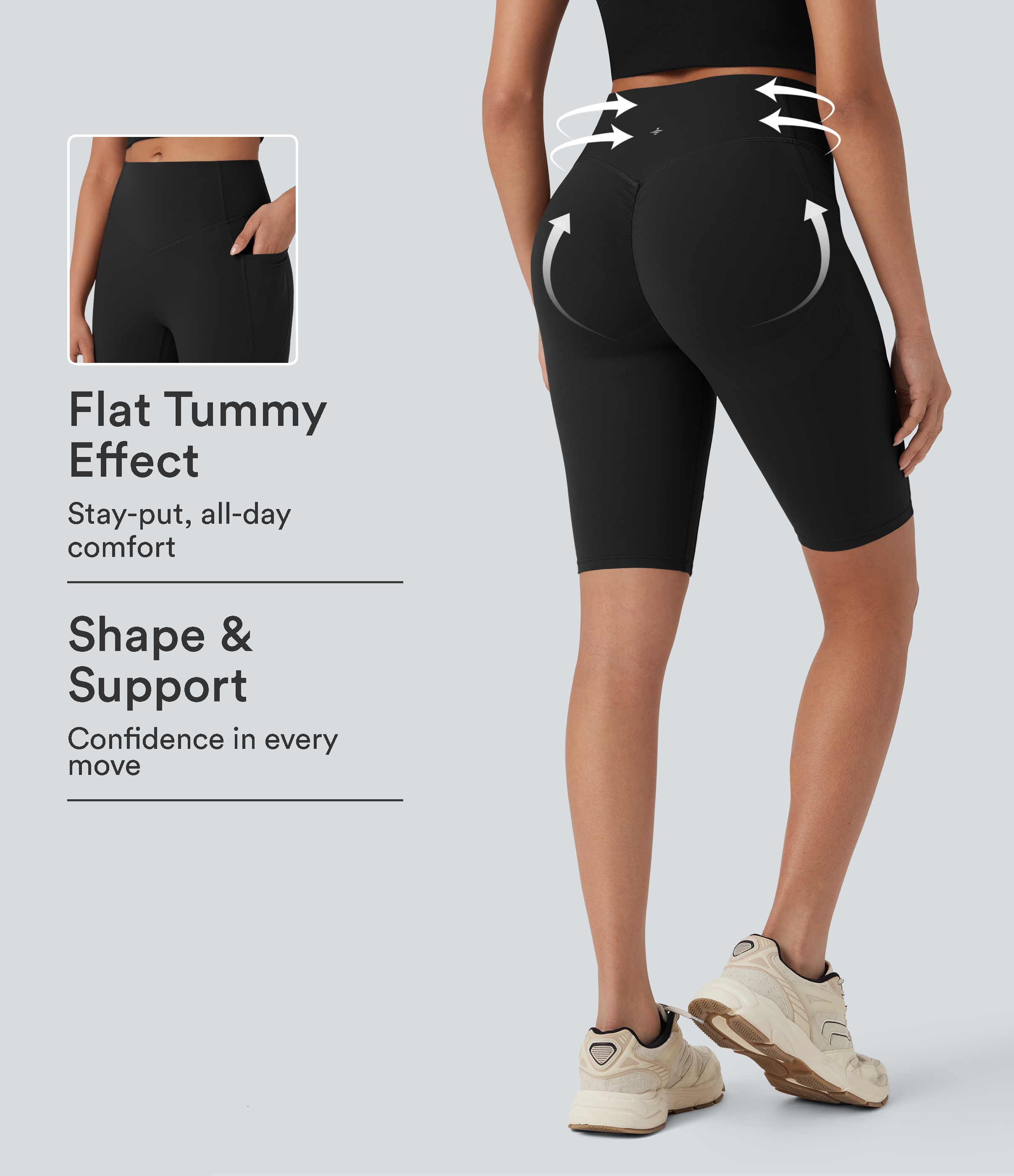 Halara UltraSculpt™ High Waisted Scrunch Butt Lifting Tummy Control Side Pocket Shaping Workout Biker Shorts 9''