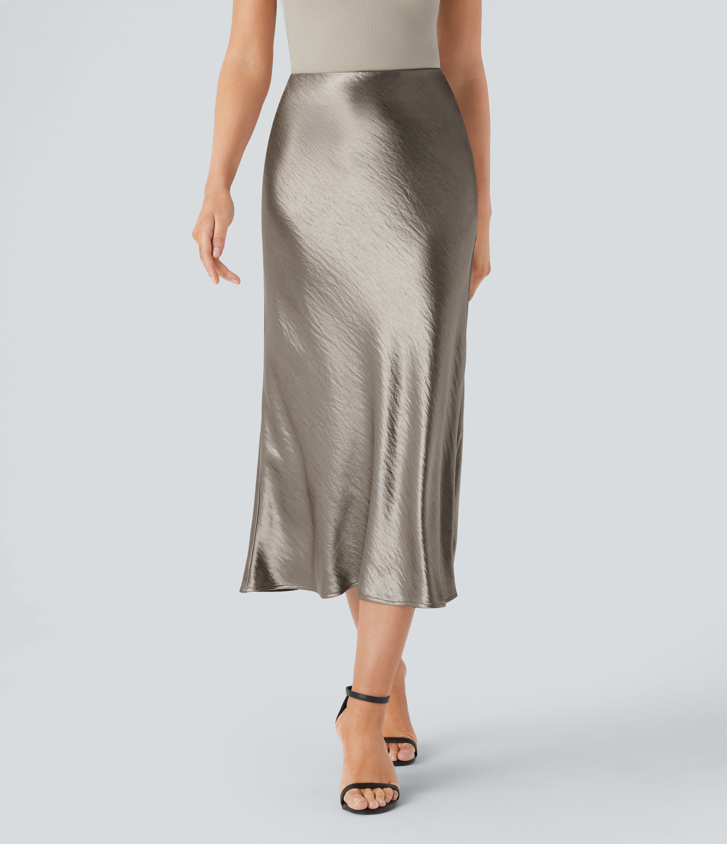 High Waisted Satin Midi Work Mermaid Skirt