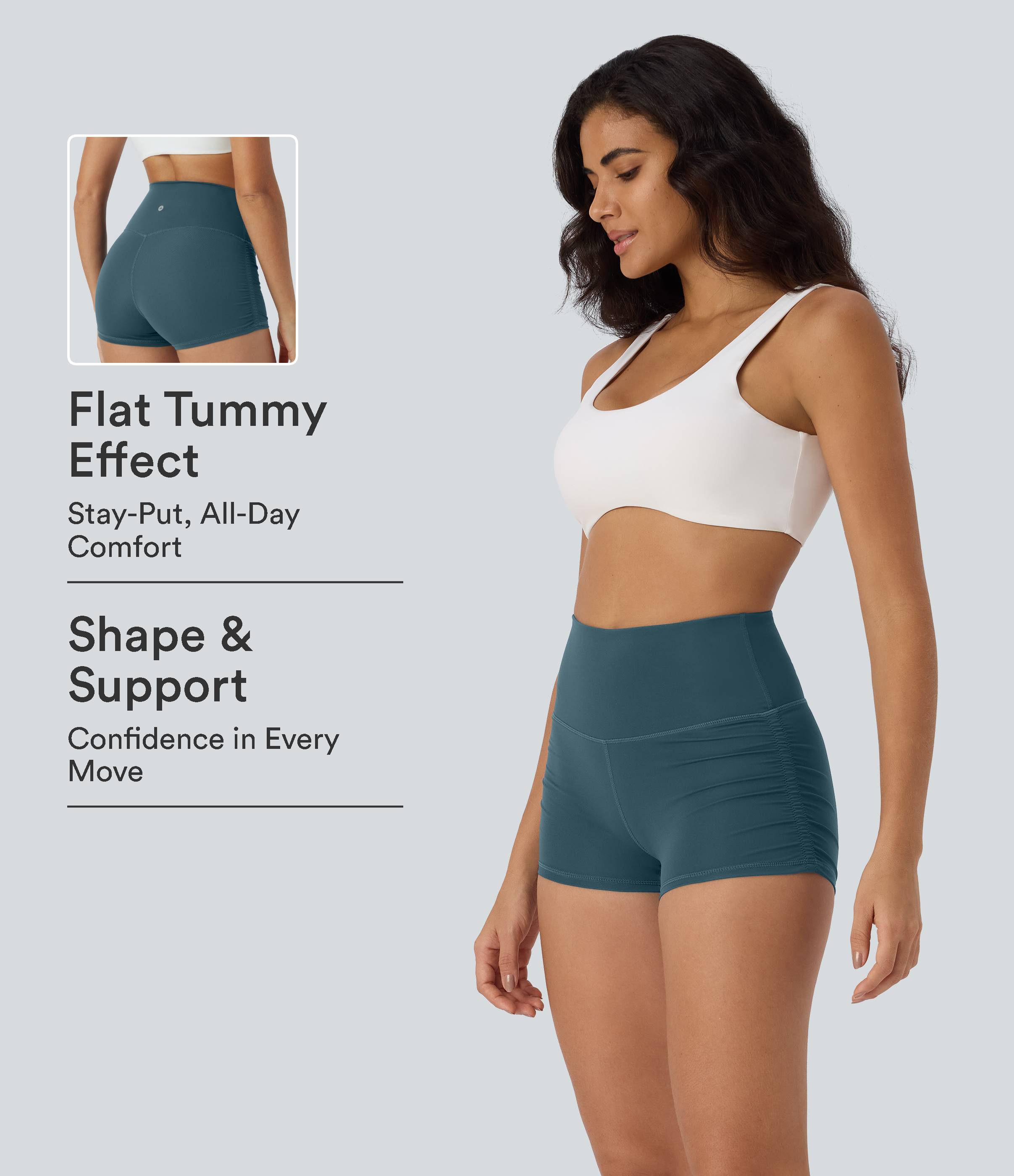 SoftlyZero™ QuickDry High Waisted Tummy Control Ruched Running Biker Shorts 2.5''