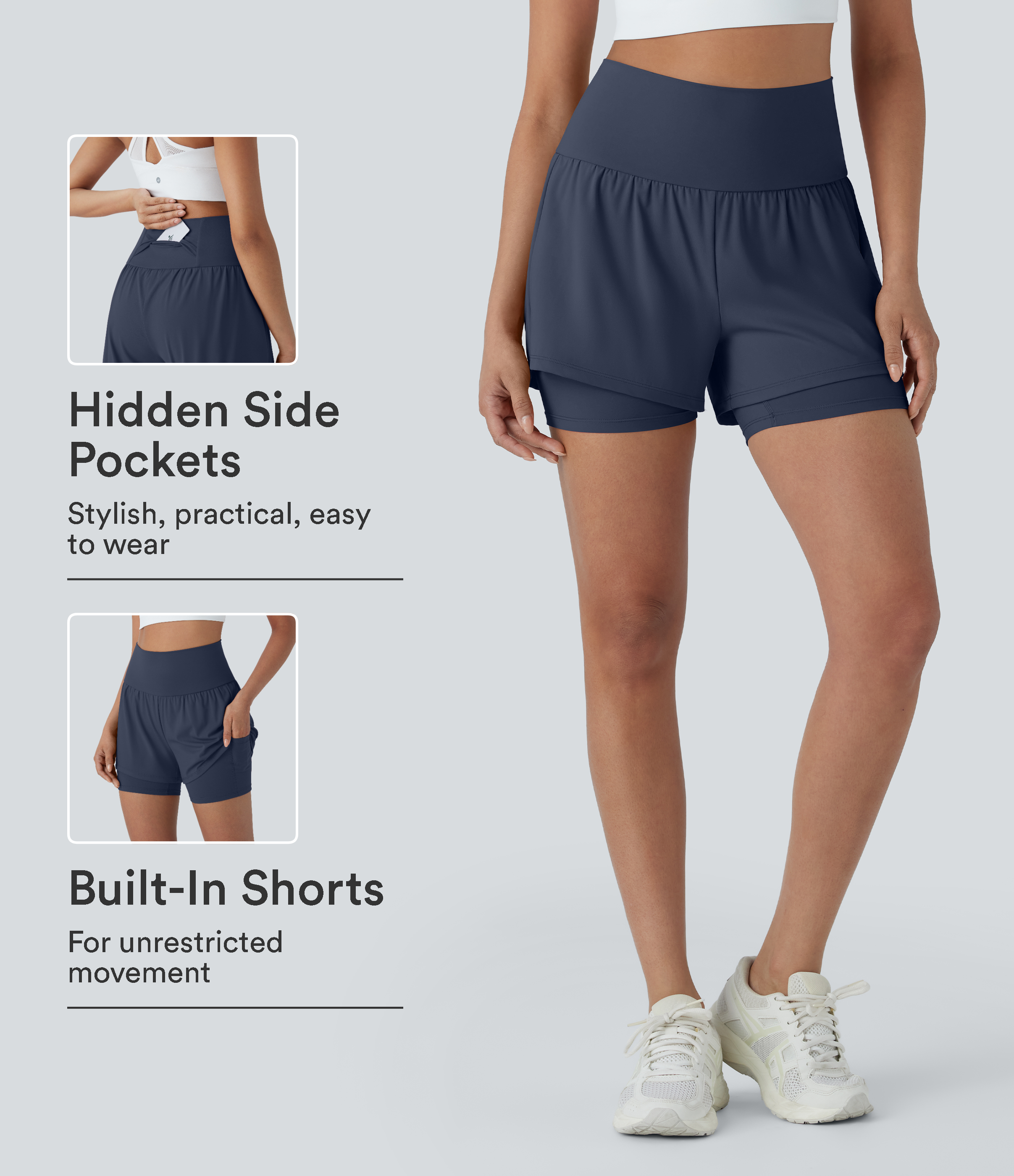 SoftlyZero™ Airy Super High Waisted 2-in-1 InstantCool Yoga Shorts 5'' with Pockets