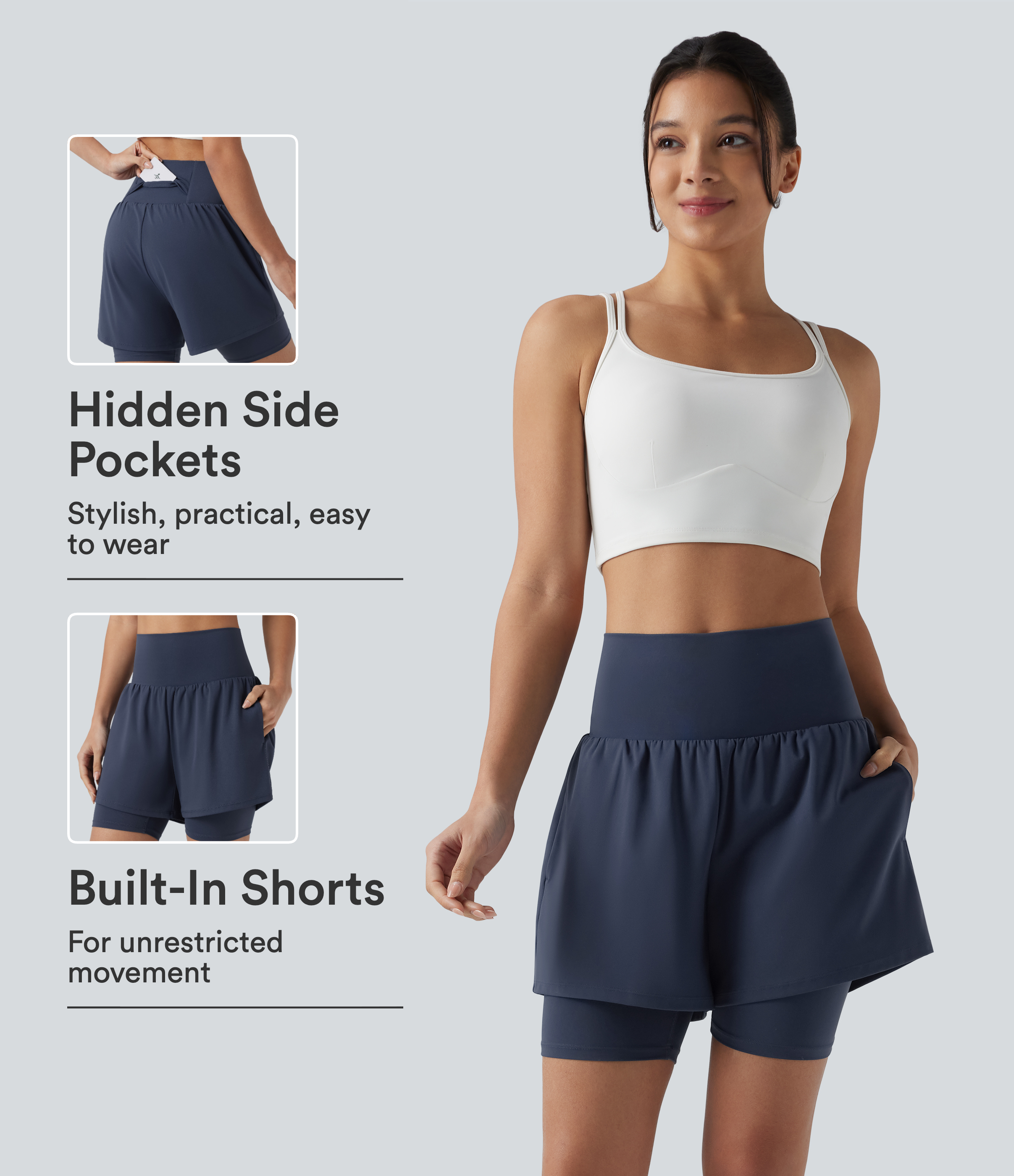 SoftlyZero™ Airy Super High Waisted 2-in-1 InstantCool Yoga Shorts 7'' with Pockets