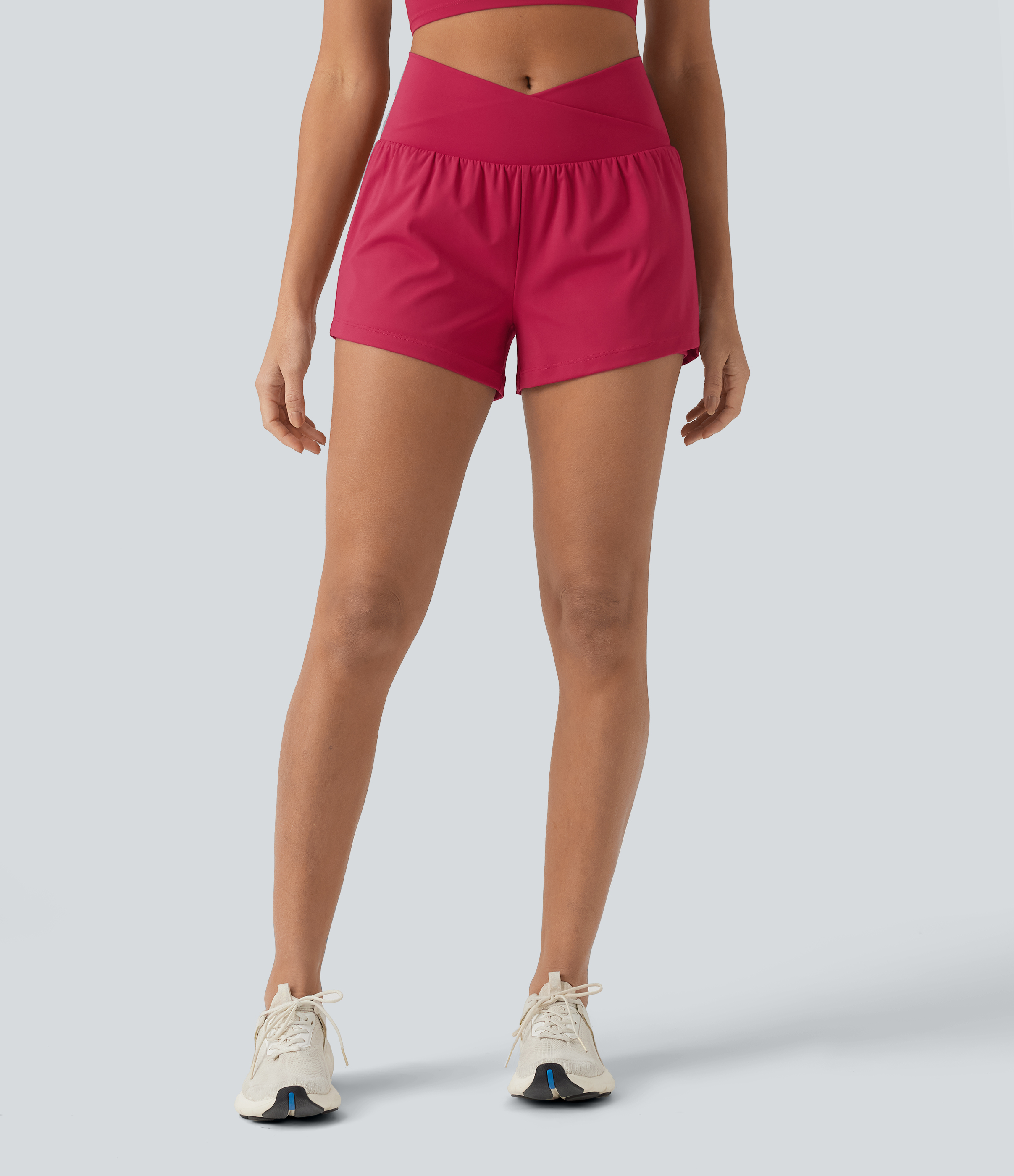 SoftlyZero™ Airy Crossover High Waisted 2-in-1 InstantCool Yoga Shorts 3'' with Pockets