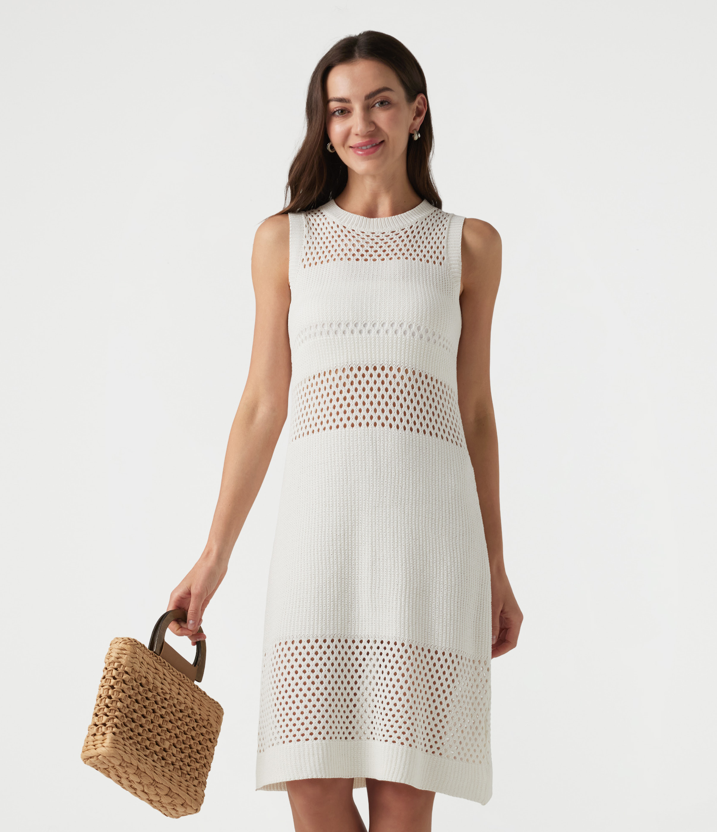 Ärmelloses Minikleid mit Rundhalsausschnitt und Cut-outs