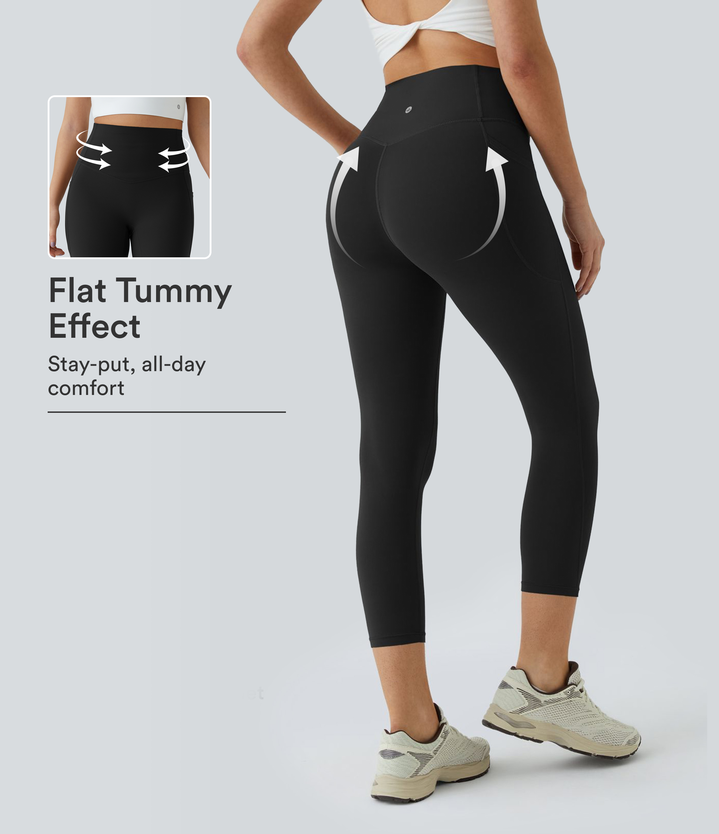 Halara UltraSculpt™ High Waisted Tummy Control Pocket Shaping Training Capri Leggings
