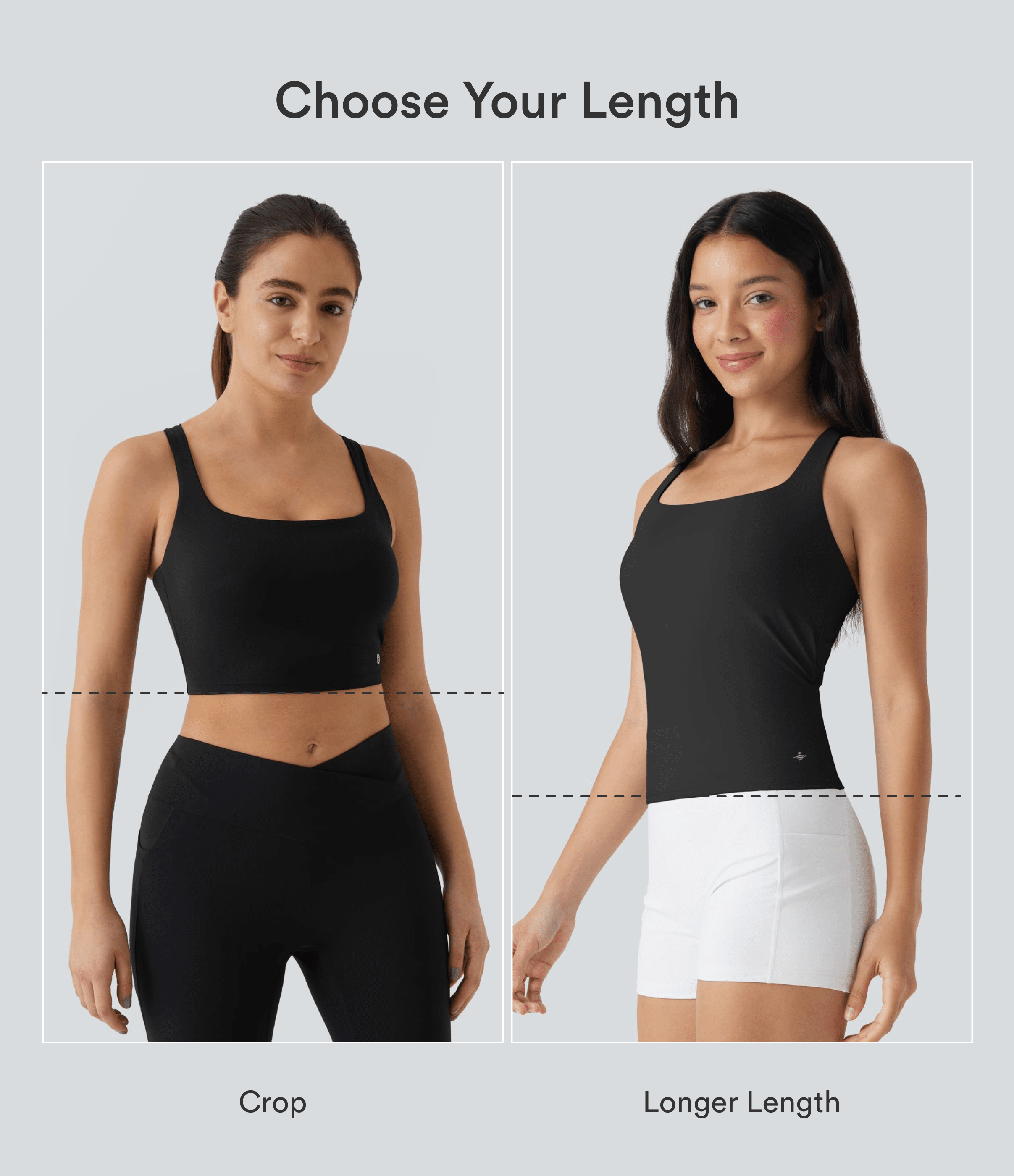 Schwarz SoftlyZero™ luftiges Running-Tanktop mit quadratischem Ausschnitt, kurz geschnitten, InstantCool – in längerer Länge / 2